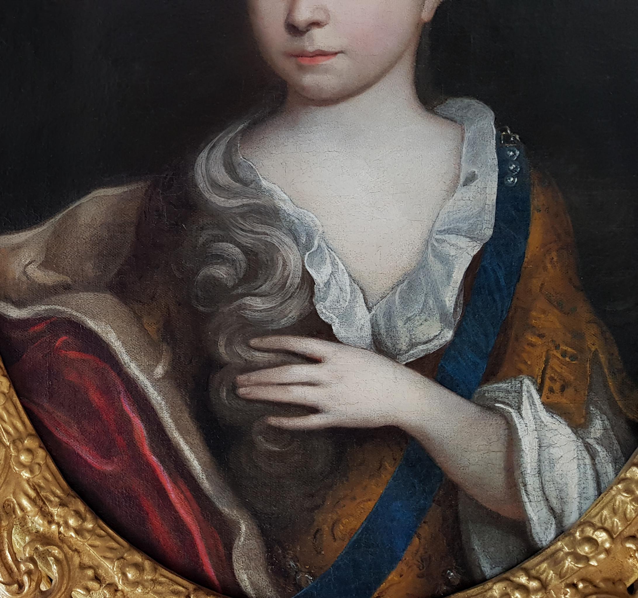 Portrait of a Young Girl - Old Masters Painting by Circle of Jean-Baptiste van Loo (1684-1745)