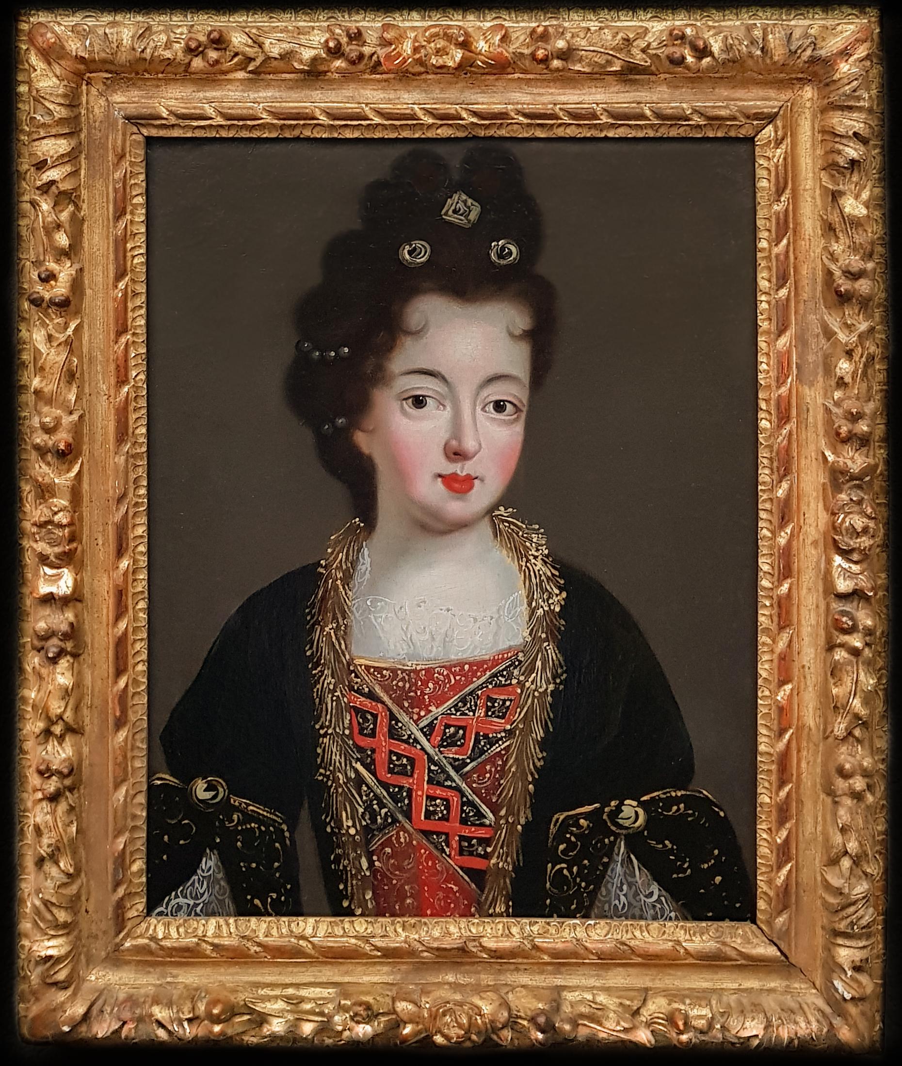 Pierre Gobert Portrait Painting - Portrait of Louise Françoise, Duchess of Bourbon, Fine Carved Period Frame