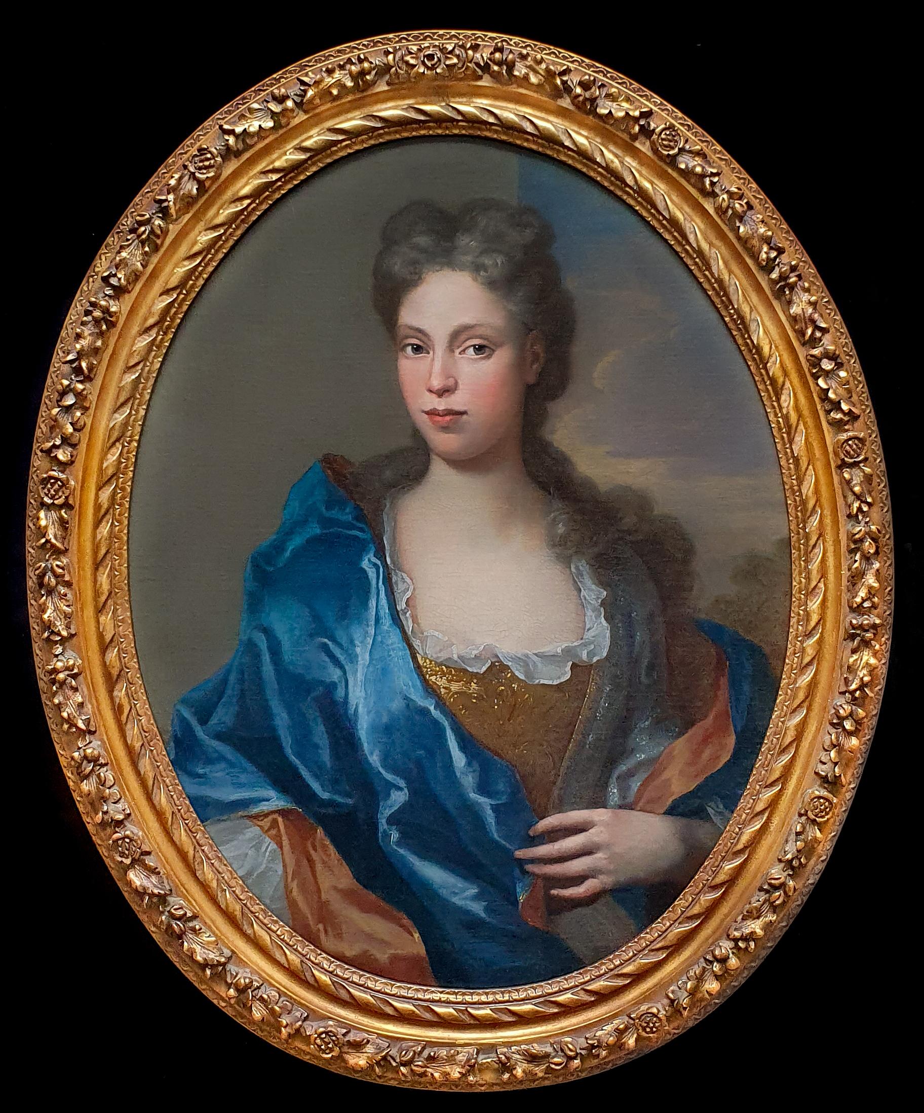 (circle of) François de Troy Portrait Painting – PORTRÄT einer Dame um 1700:: dekorativer Rahmen