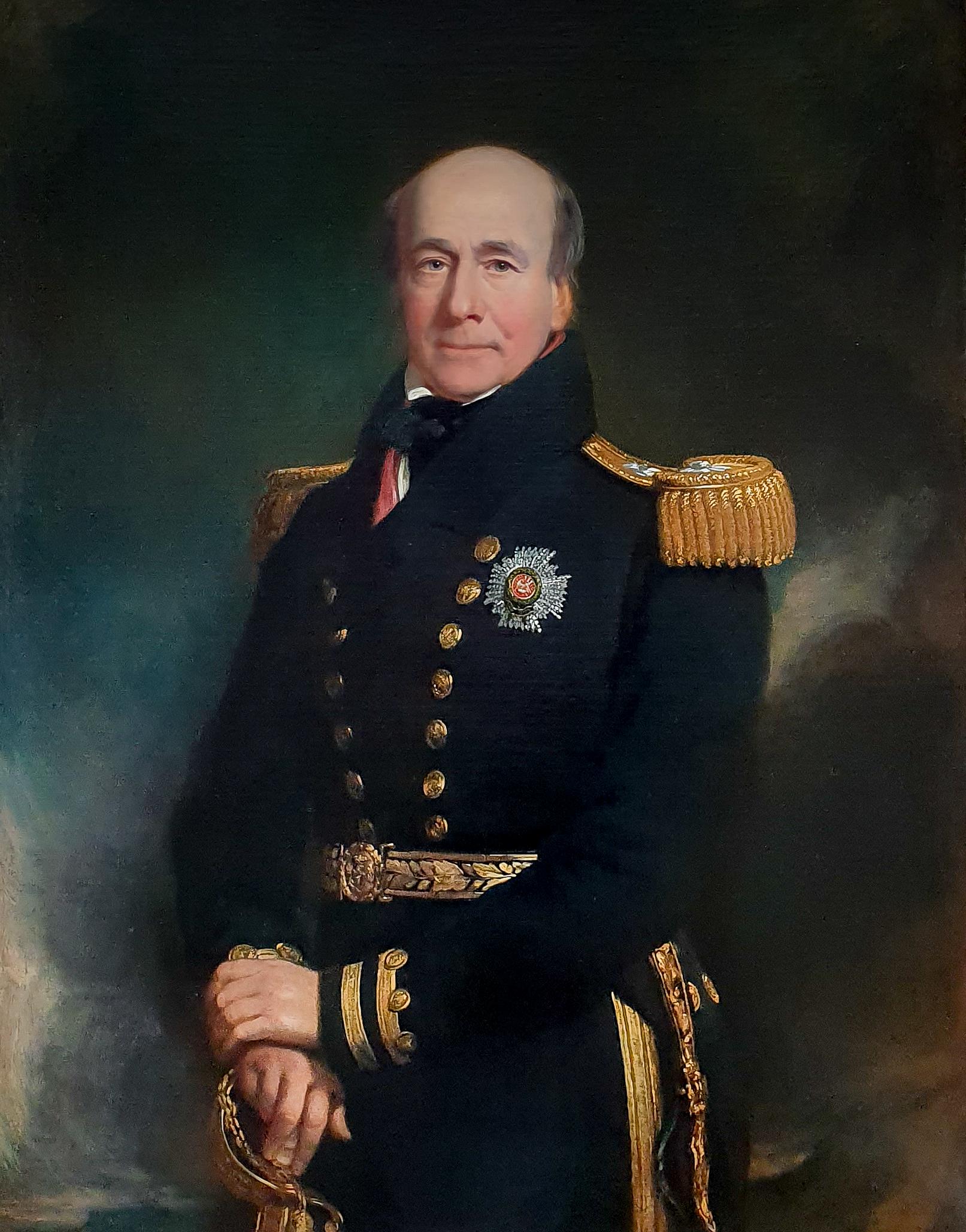 PORTRAIT of Vice Admiral Sir John Chambers White (c.1770-1845), Dated 1840 - Painting by George Patten