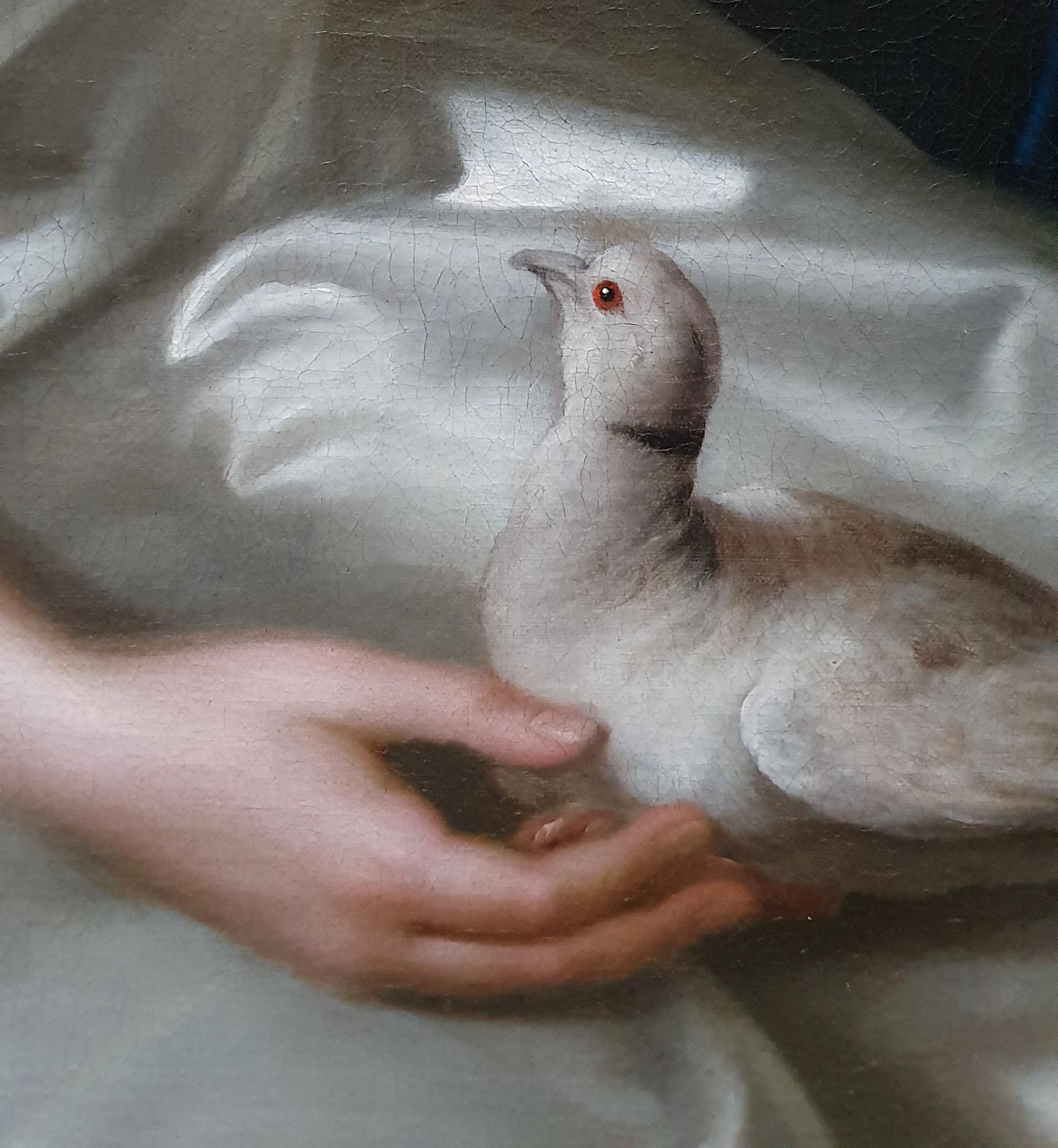Portrait of a Lady with a Dove, Signed and Dated 1736 1