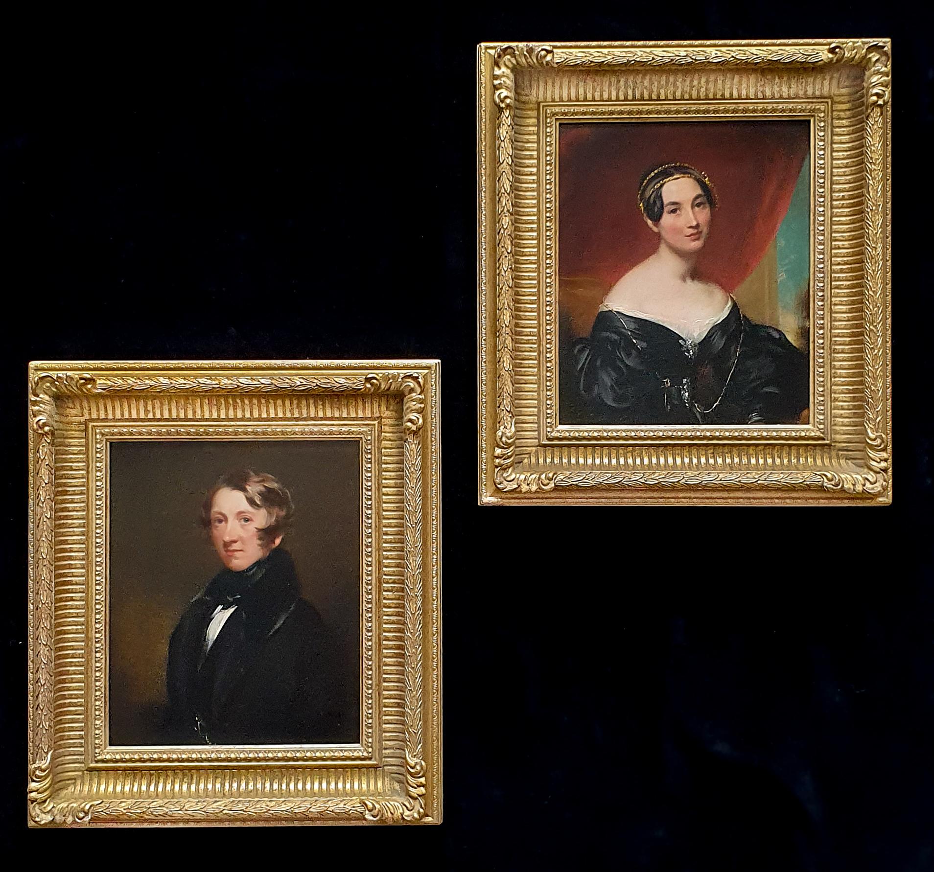 This sensitive and well observed portrait of a lady and portrait of a gentleman, perhaps painted at the time of their betrothal, are charming and insightful images of the growing wealth of society.  The portraits are ascribed with the artist’s home