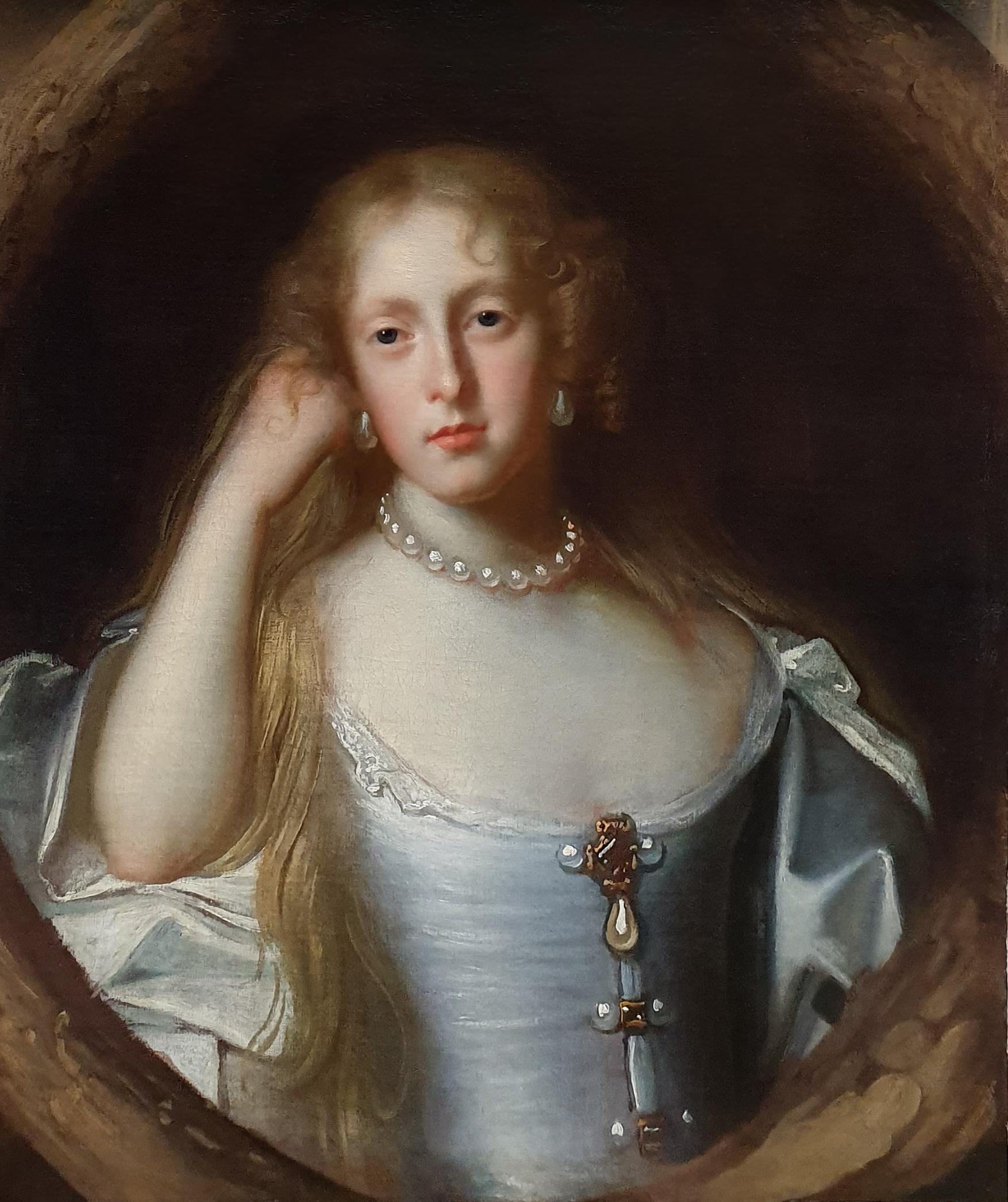 PORTRAIT of a Lady in a Blue Dress, circa 1665 - Painting by John Michael Wright