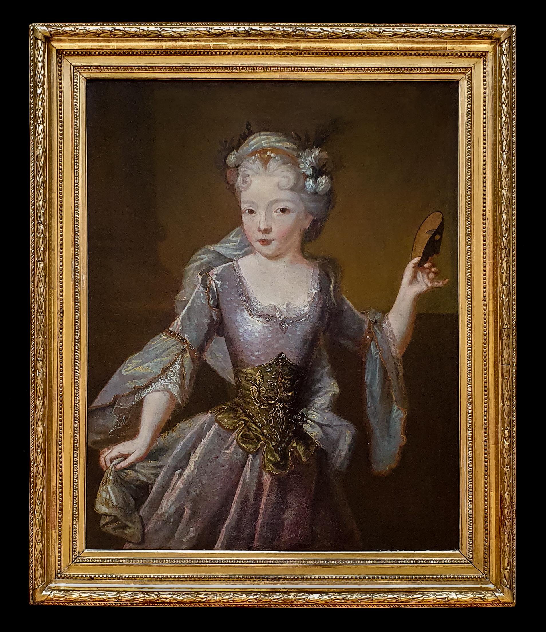 Circle of Jean Raoux Portrait Painting - Portrait of a Young Lady with a Mask