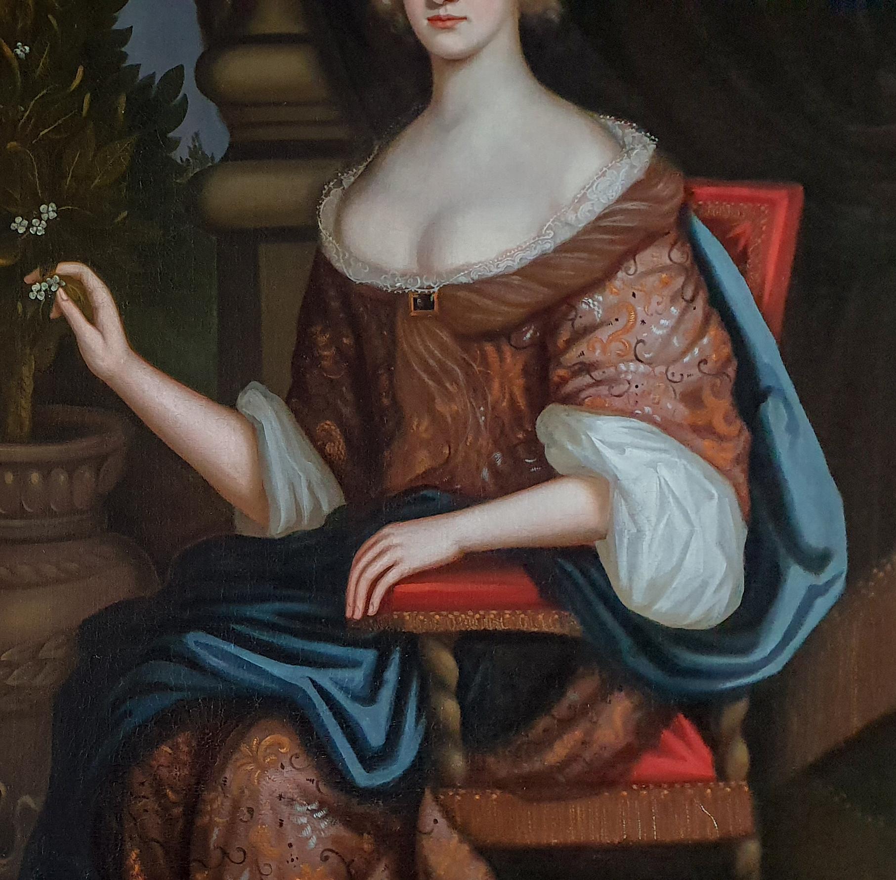 Portrait of a Lady, Large Scale, Fine Carved Period Frame - Painting by Circle of Henri Gascars