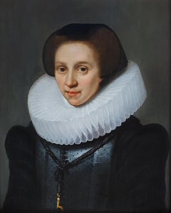 Portrait of a Lady with Cartwheel Ruff, Dutch Golden Age, Antique Oil Painting