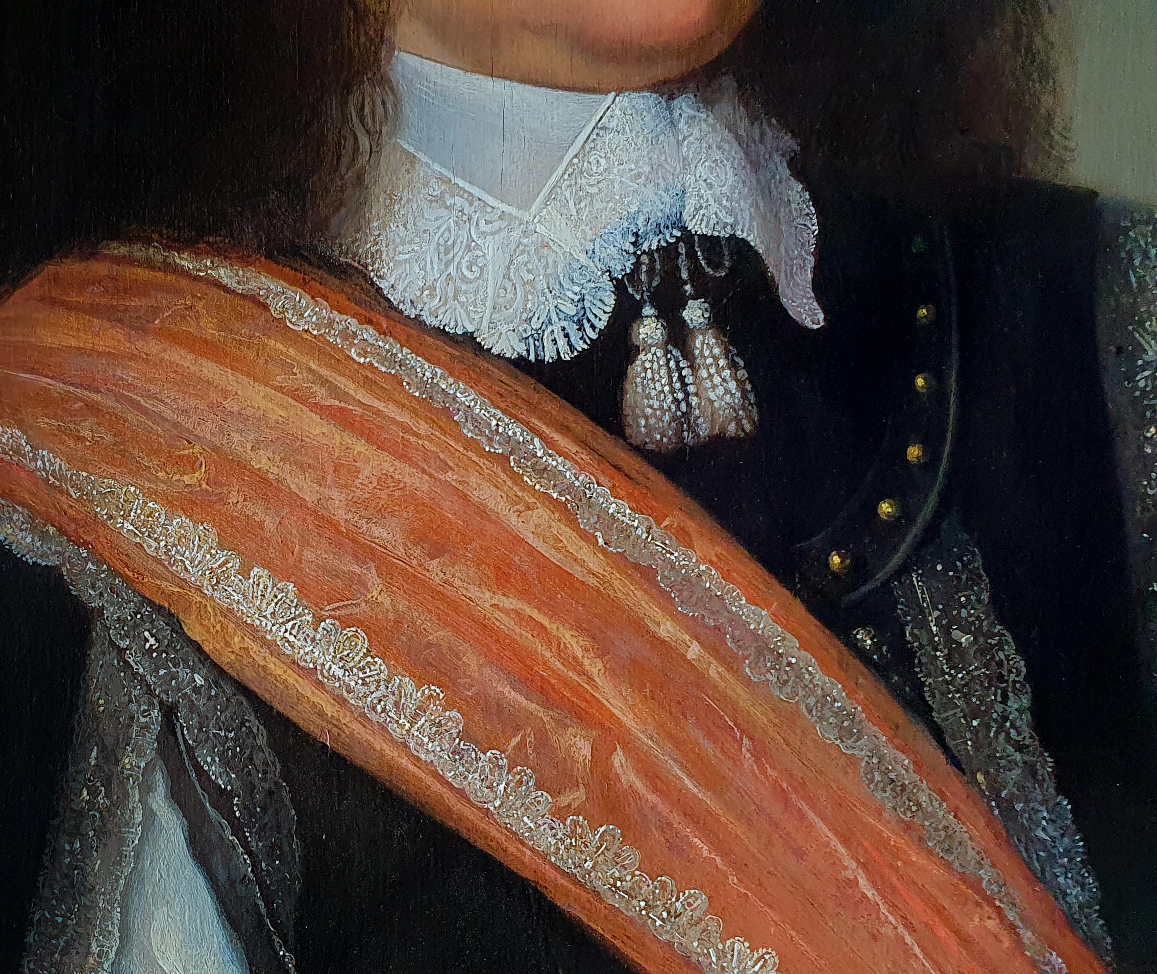 Portrait of a Gentleman with Black Slashed Doublet and Orange Sash, oil on panel 2