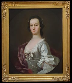 Antique Portrait of a Lady in a silk dress with pearls