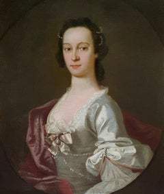 Portrait of a Lady in a silk dress with pearls