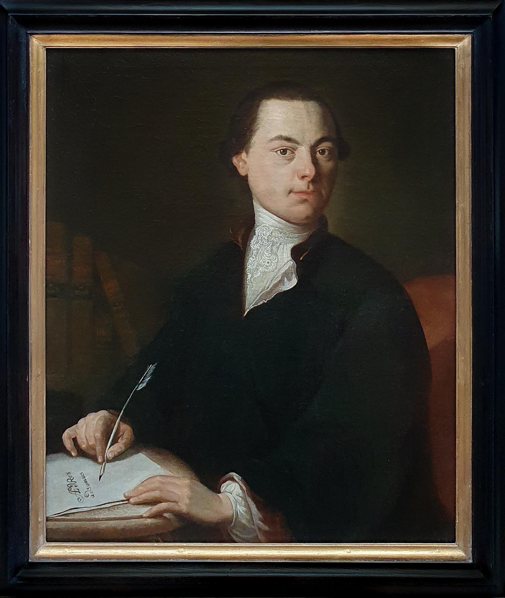 (Follower of) Anton Graff Portrait Painting - Portrait of a Gentleman Poet c.1760, Antique Oil Painting, Homer Virgil Gellert