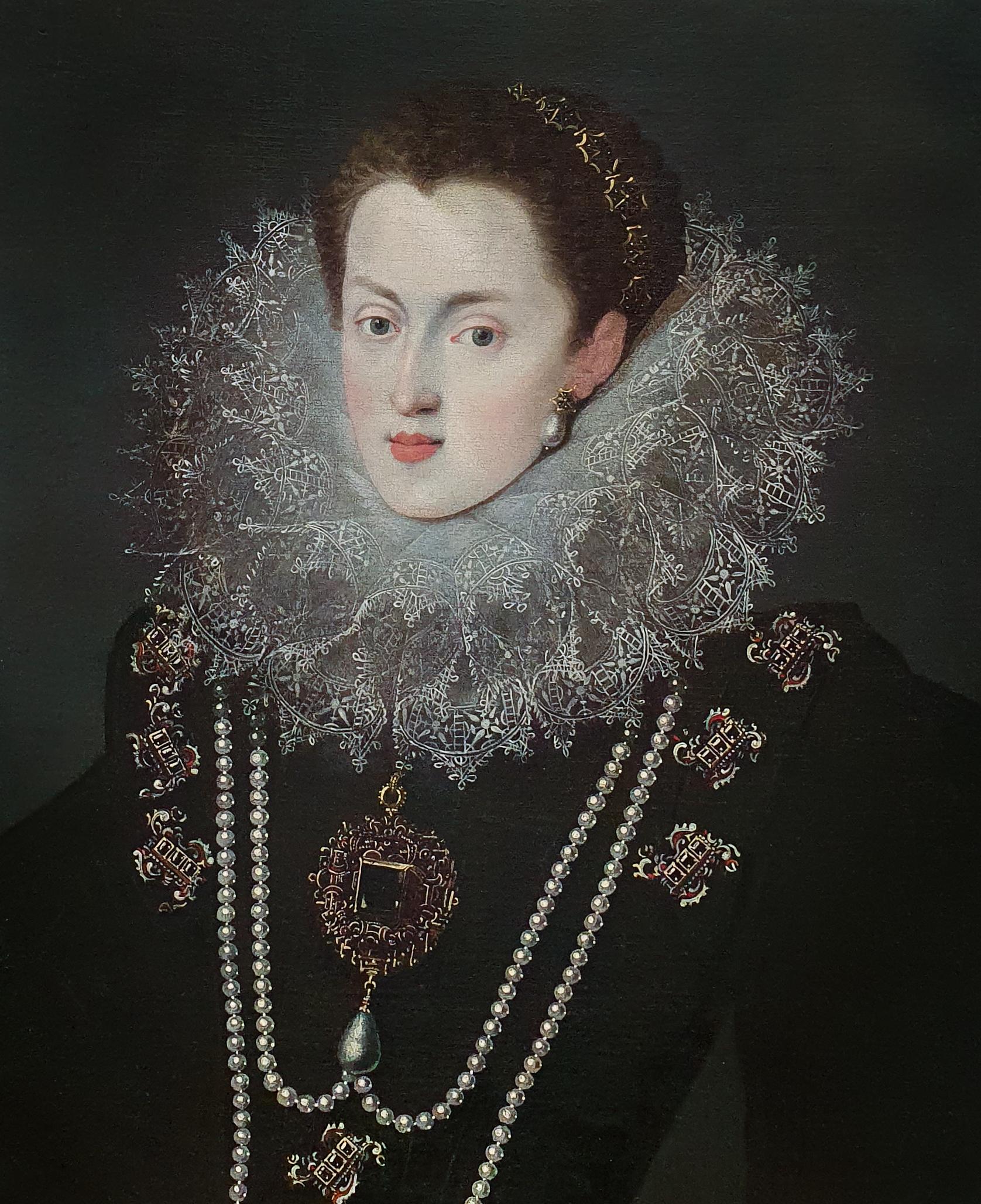 Portrait of Margaret of Austria, Queen of Spain & Portugal c.1607, Oil painting - Painting by (Workshop of) Juan Pantoja de la Cruz 