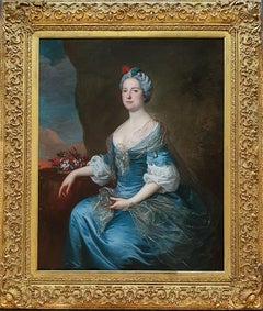 Portrait of a Lady as the Goddess Flora, 18th Century, Antique Oil Painting