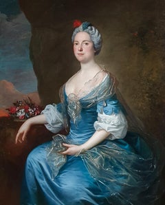 Portrait of a Lady as the Goddess Flora, 18th Century, Antique Oil Painting