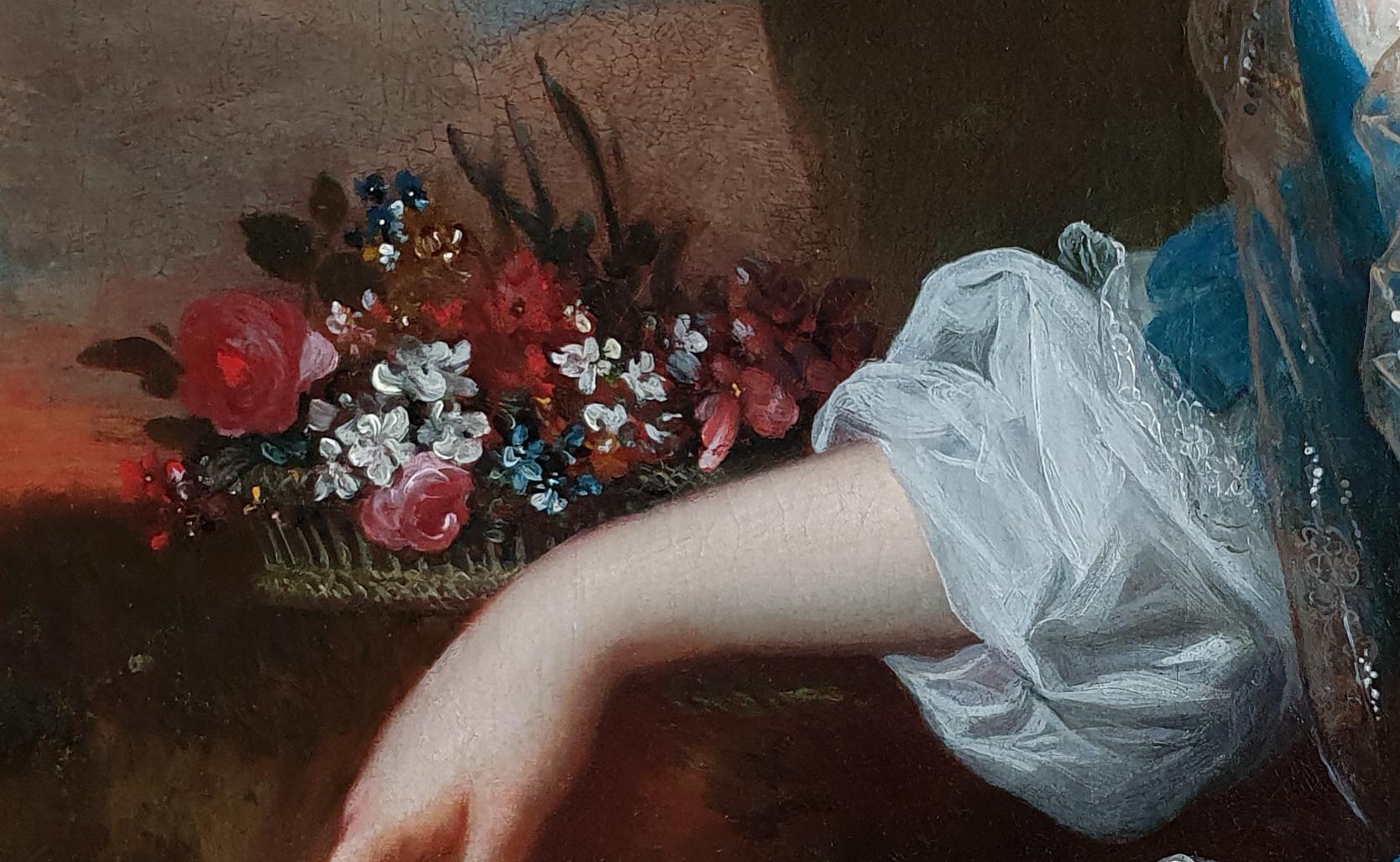 Portrait of a Lady as the Goddess Flora, 18th Century, Antique Oil Painting 2