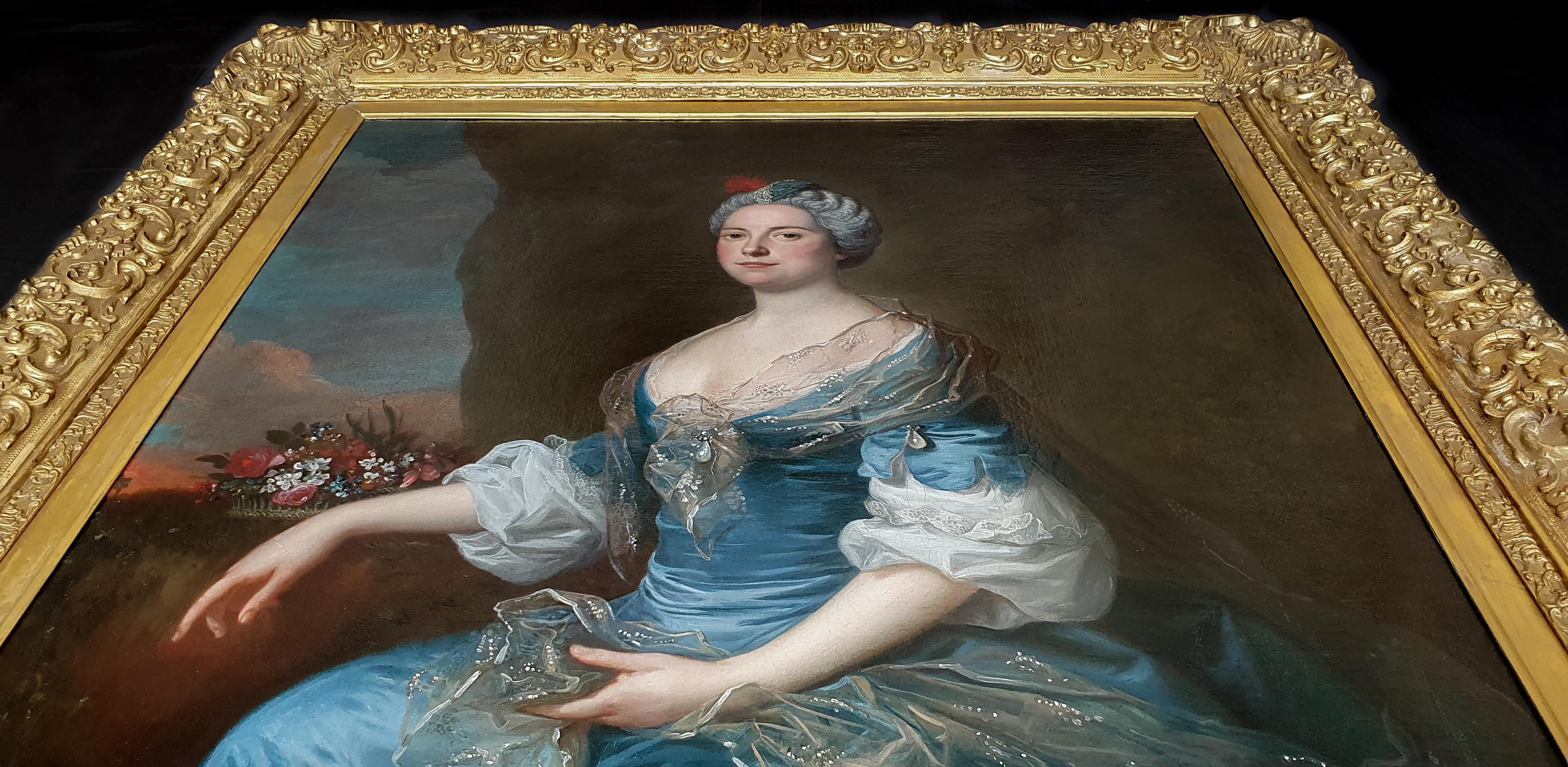 Portrait of a Lady as the Goddess Flora, 18th Century, Antique Oil Painting 3