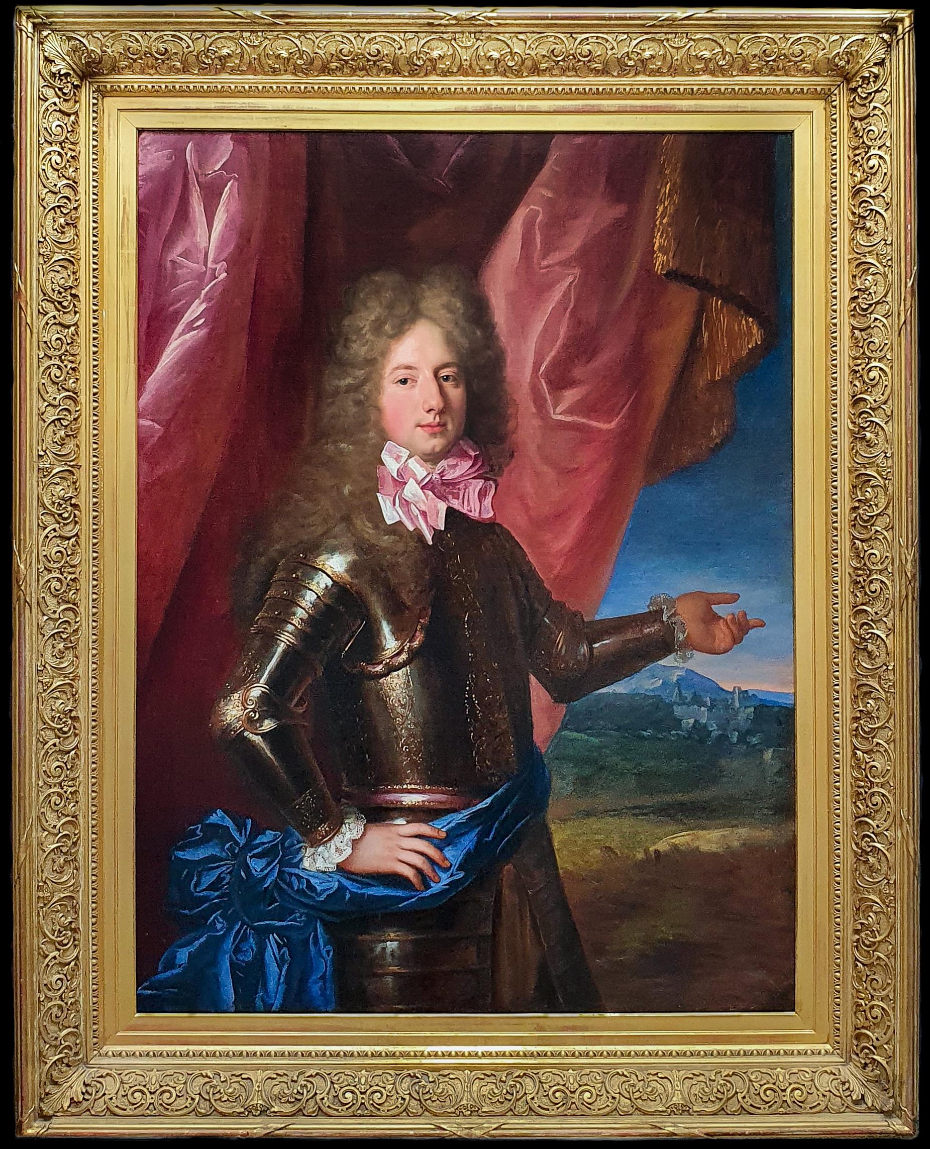 (Studio of) Francois de Troy Portrait Painting - Portrait of a Young Nobleman in Armour 1690’s, Antique Oil Painting
