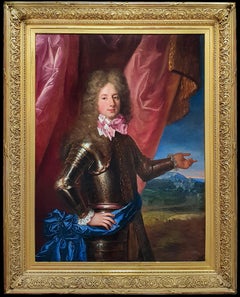 Portrait of a Young Nobleman in Armour 1690’s, Antique Oil Painting