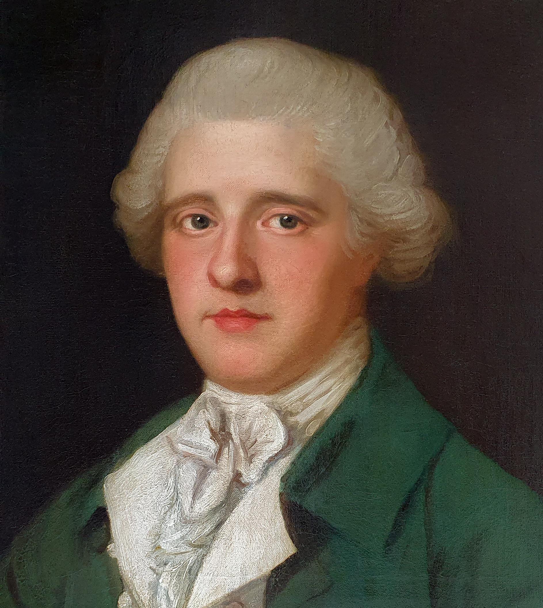 Portrait of a Gentleman Holding a Book c.1780, Antique Oil Painting - Black Portrait Painting by Mason Chamberlain