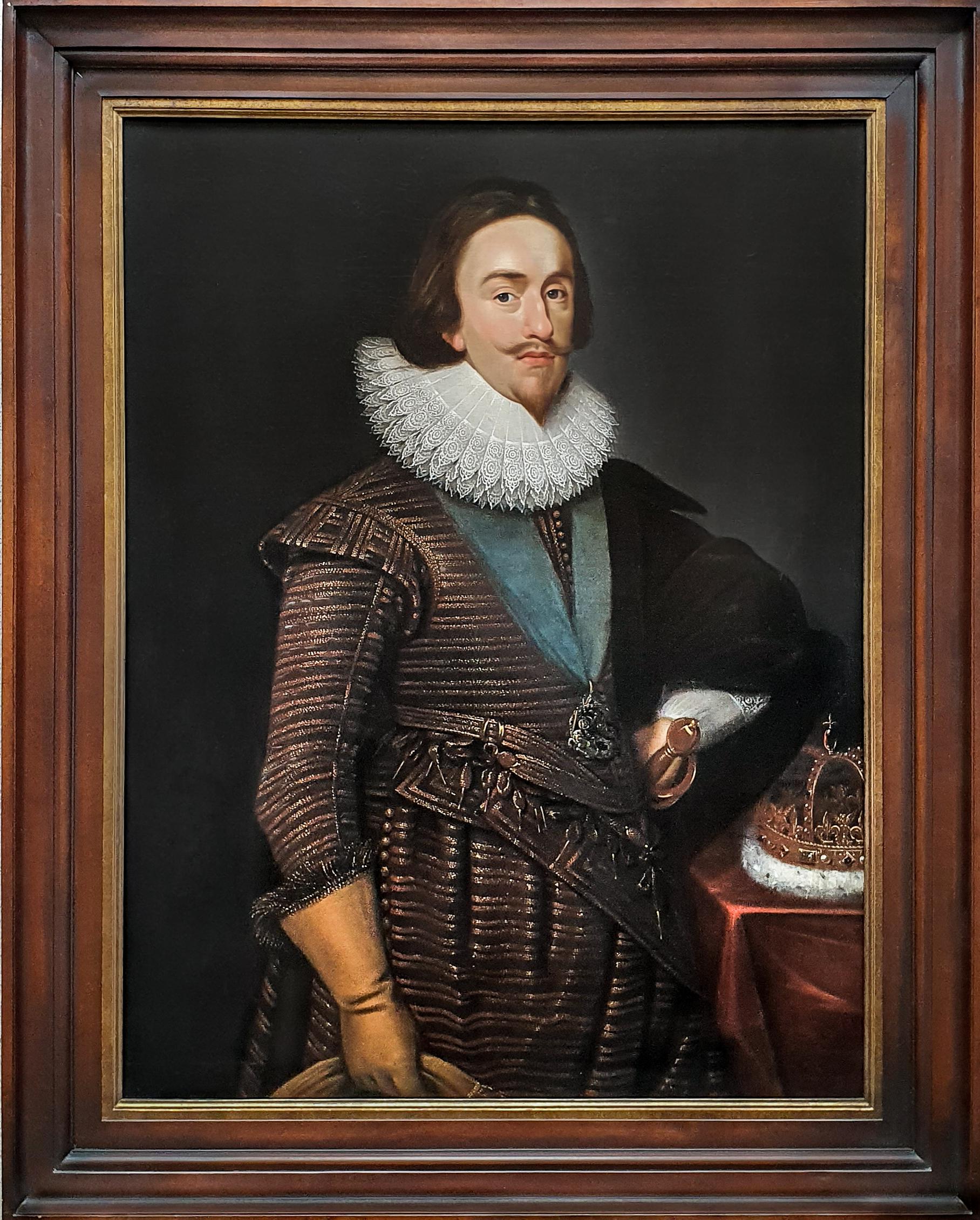 (Studio of) Daniel Mytens Portrait Painting - Portrait of King Charles I c.1633;  Antique Oil Painting