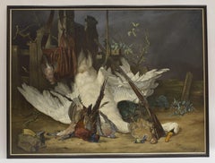 Hunting scene with dead swan - Still Life Big Artwork Animals 