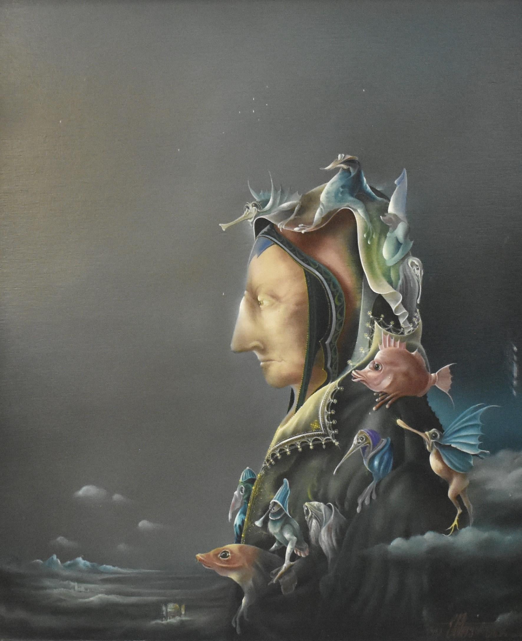 Eugène Sylvester Peters Figurative Painting - Mermaid man