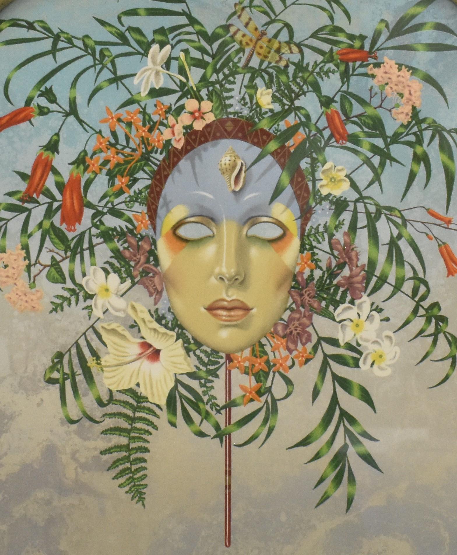 Mark E. van Epps Figurative Print – Blumenmaske