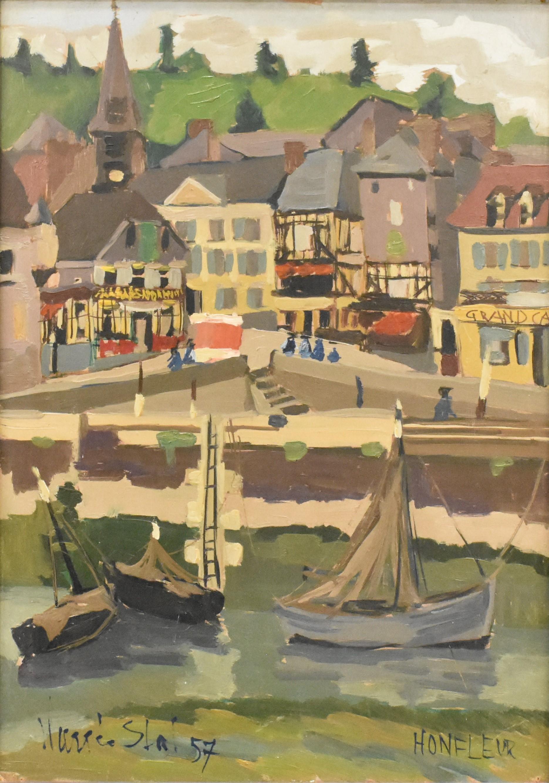 Honfleur, France - Expressionist colourfull  - Painting by Harrie Stal