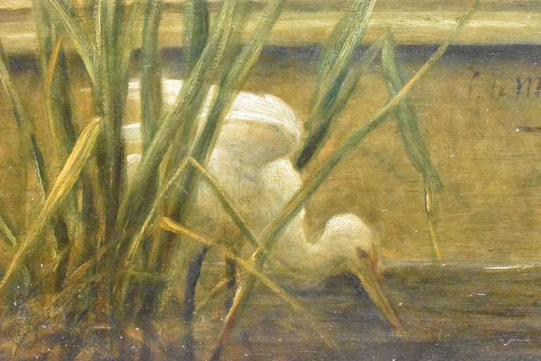 Cornelis Le Mair - Woman bathing nude near the water - oil 