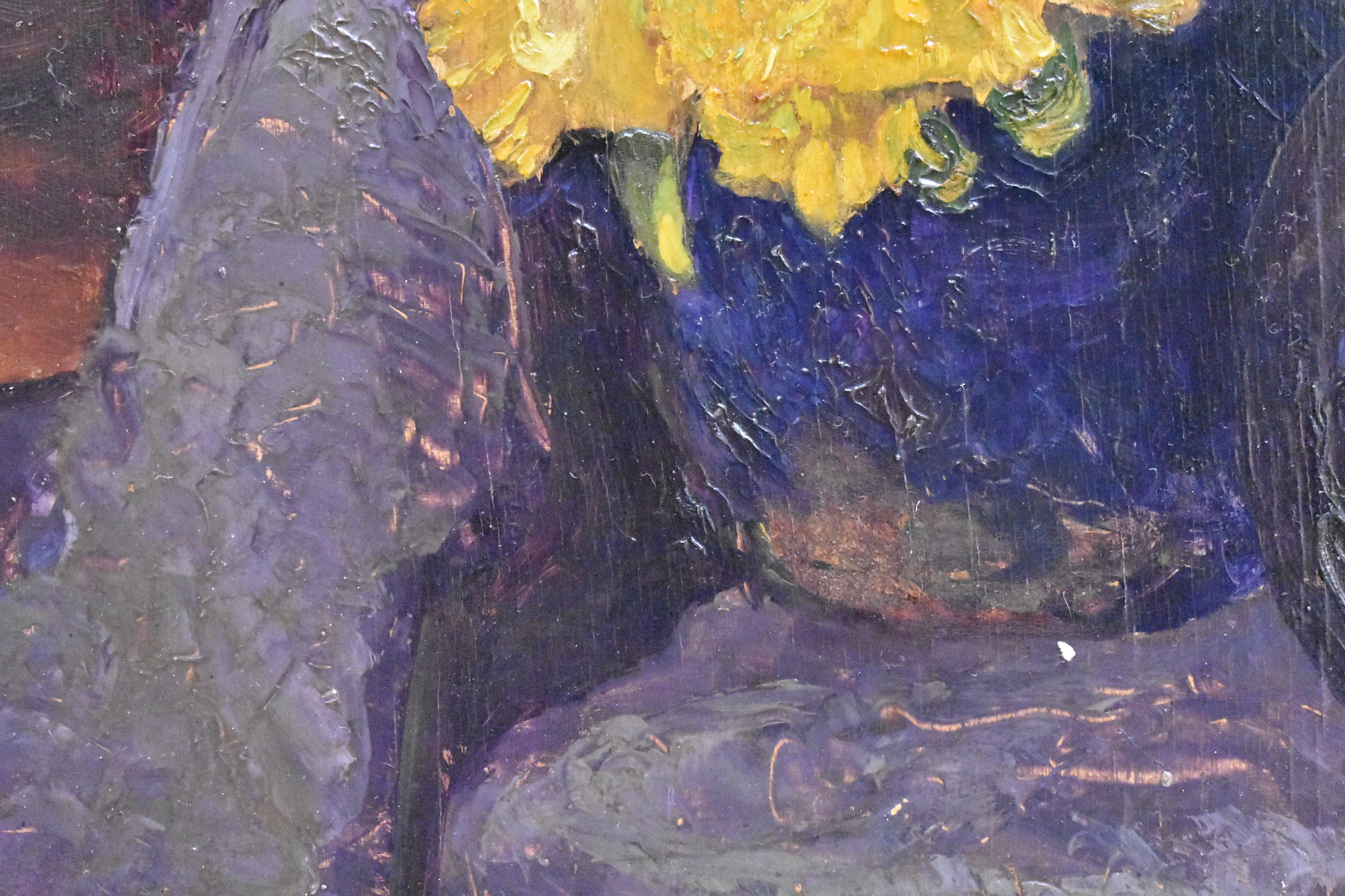 Still-life of flowers in yellow - early 20th century modernist painting De Ploeg For Sale 3