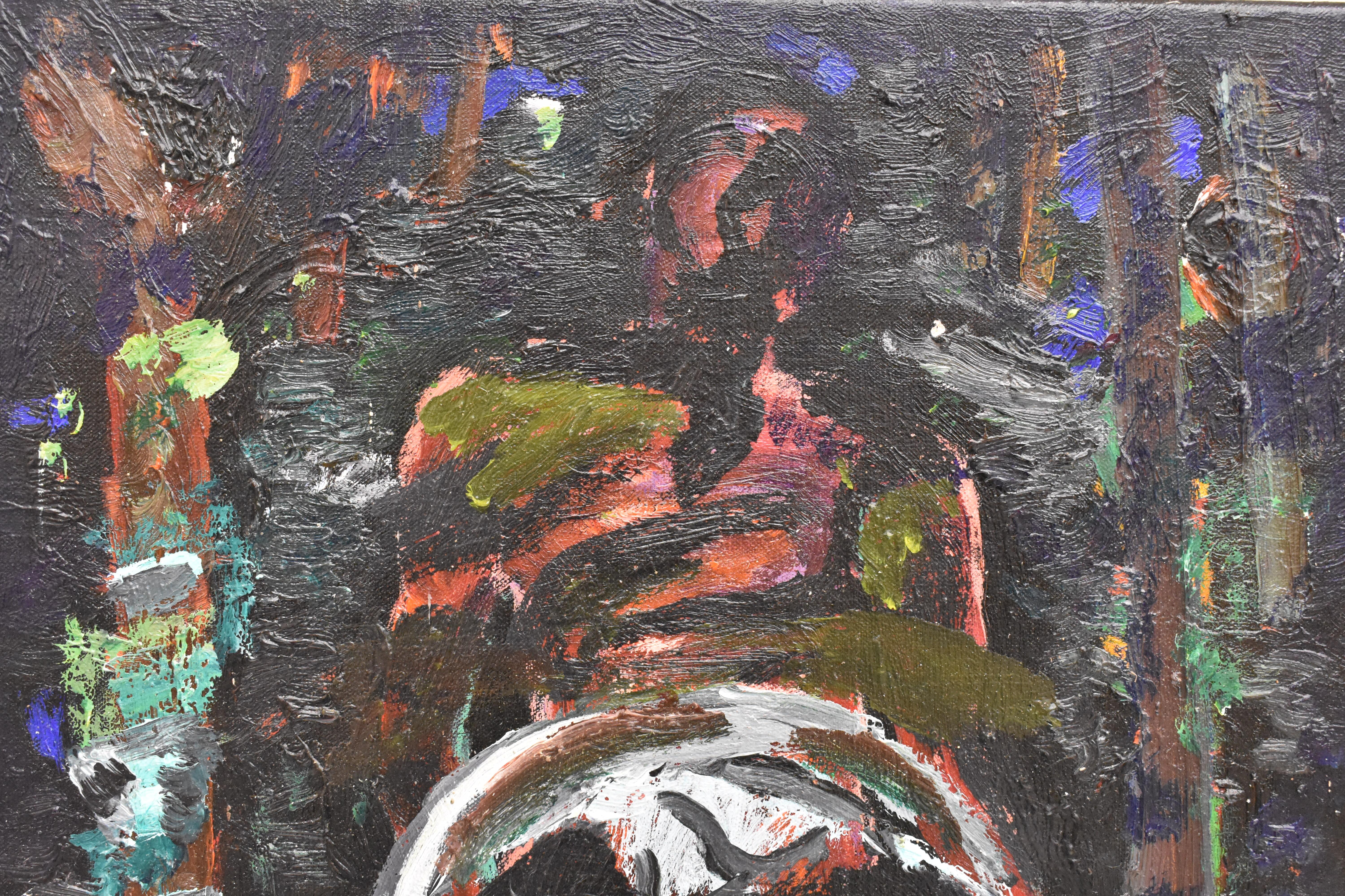 Head - Abstract Expressionism Oil Paint on Canvas Mid 2007 - Black Abstract Painting by Ad Snijders
