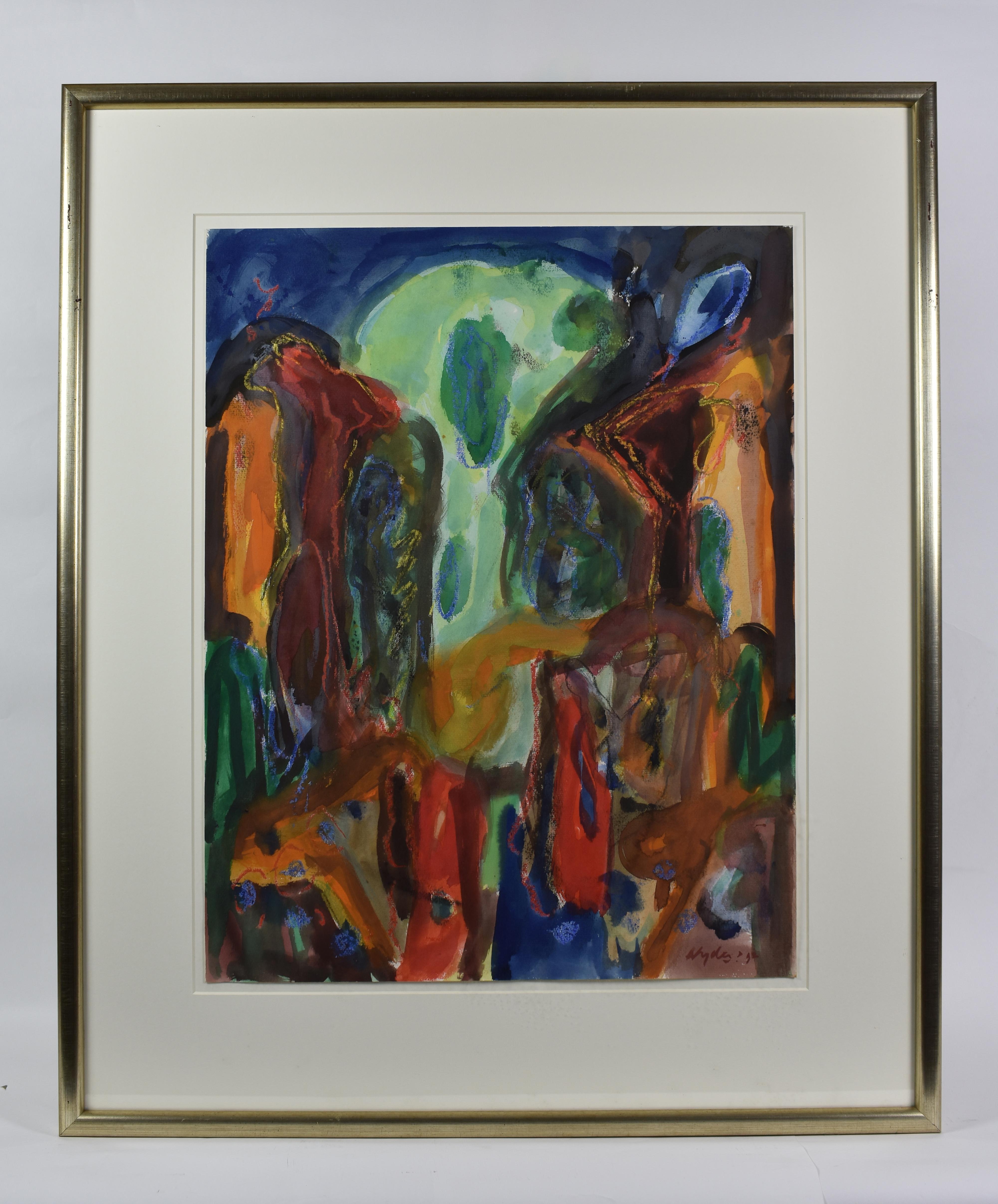 Ad Snijders Abstract Painting - Dutch Artist Abstract Expressionism Mixed Media on Paper 1992