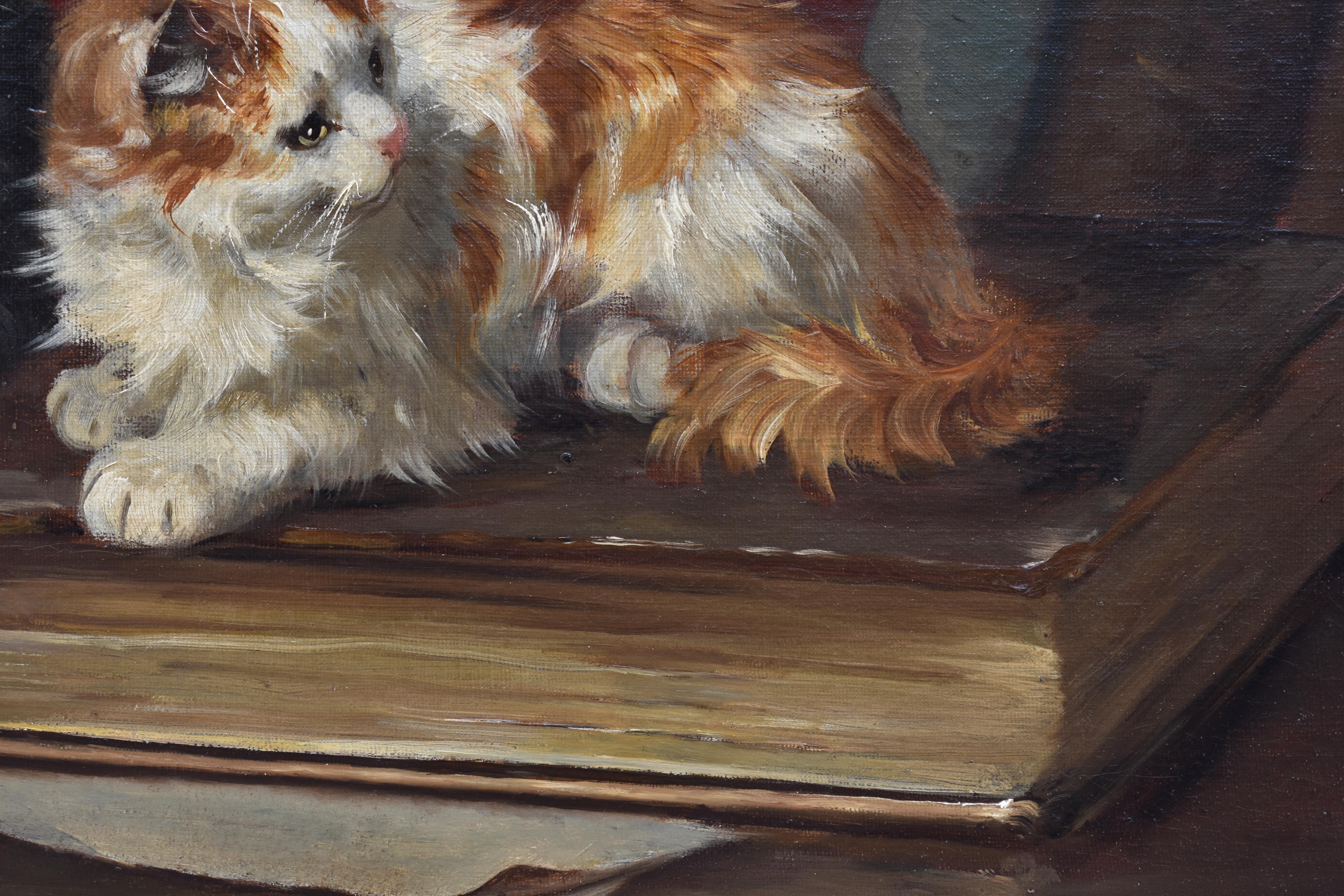Two cats with book and insects For Sale 1