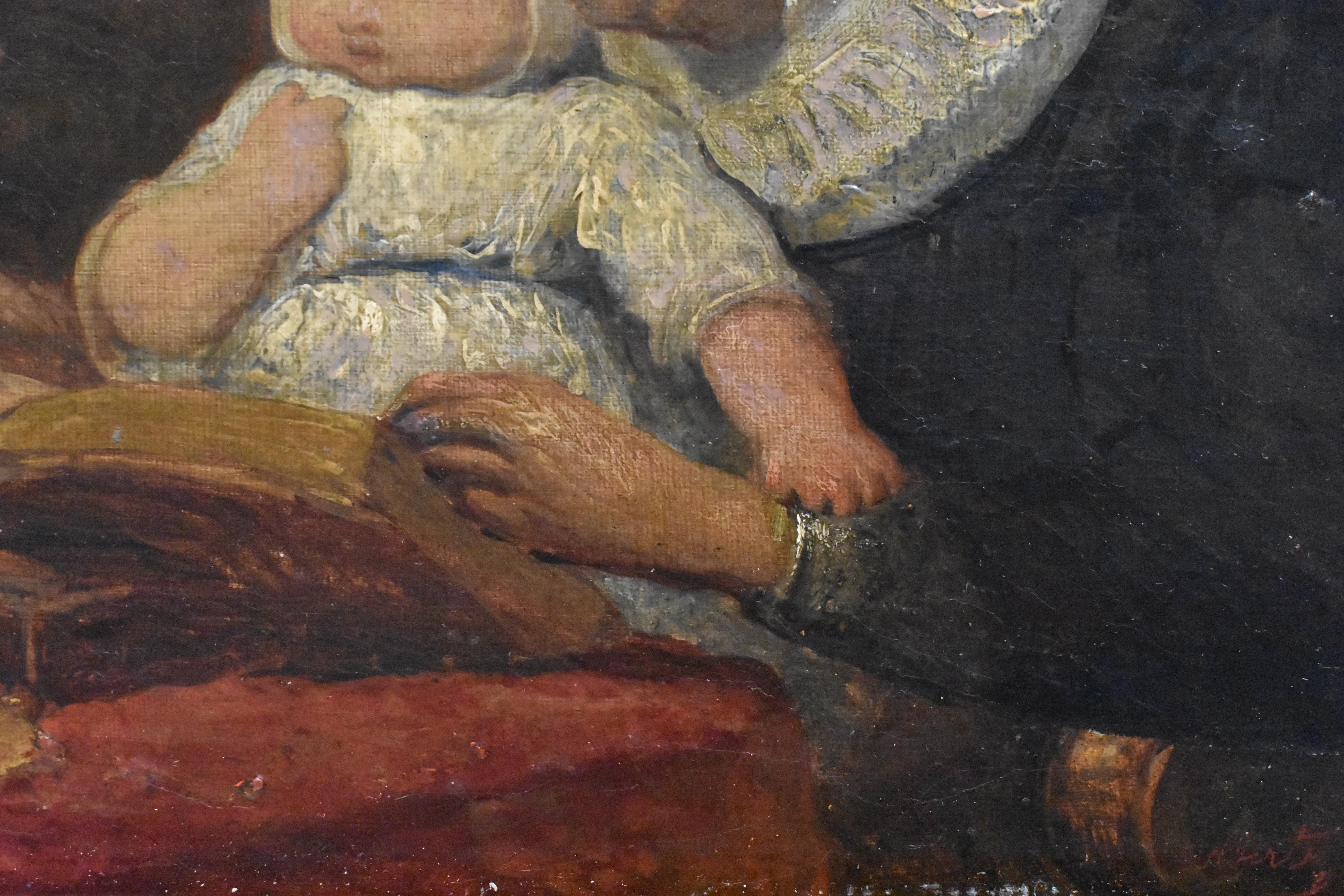 Familienporträt, Öl auf Leinwand – Antoine Wiertz im Angebot 6