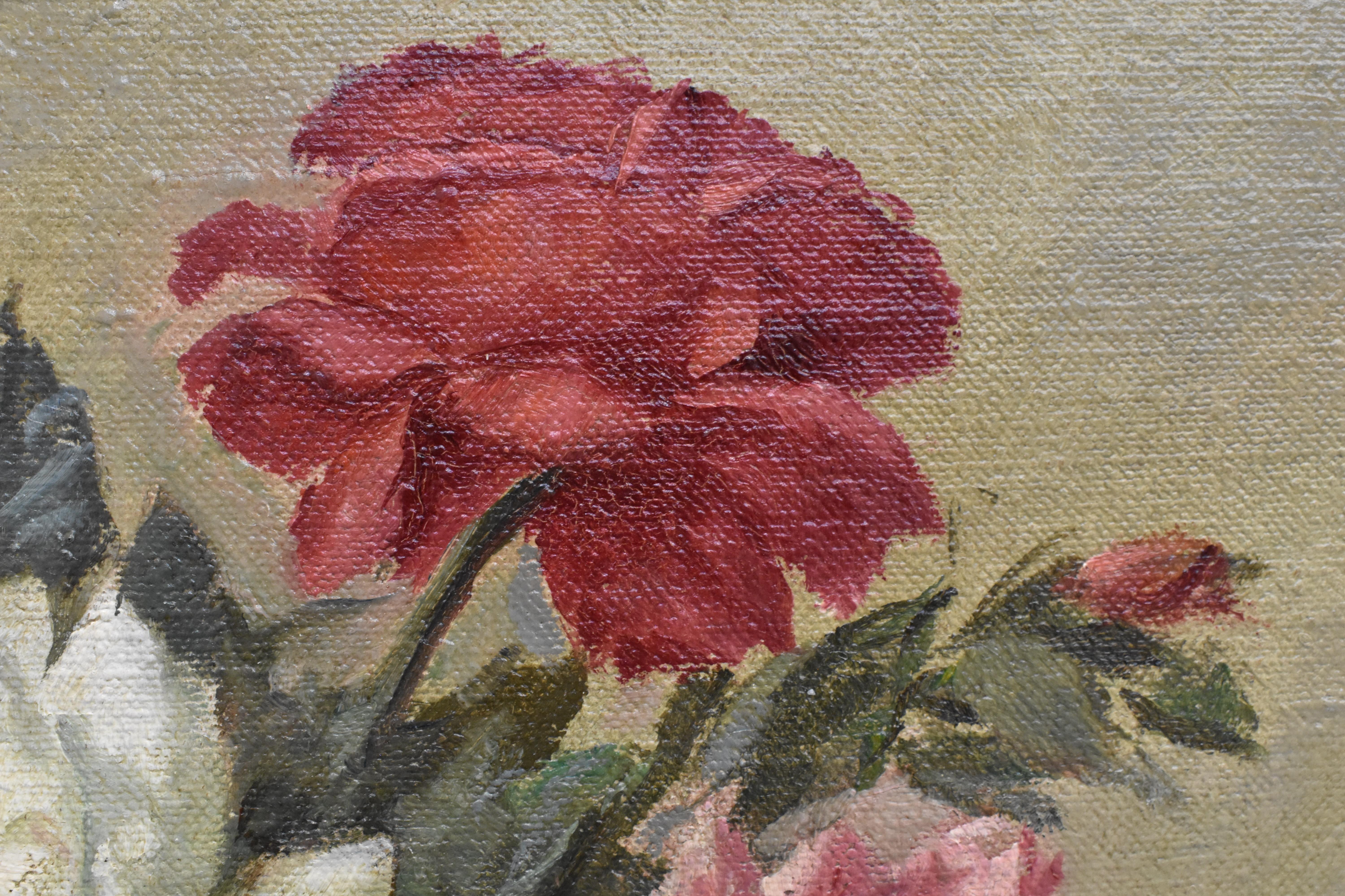 Stillleben-Rosen – Blumen des niederländischen Künstlers Frans Kops, signiert, impressionistische Blume des Realismus 2
