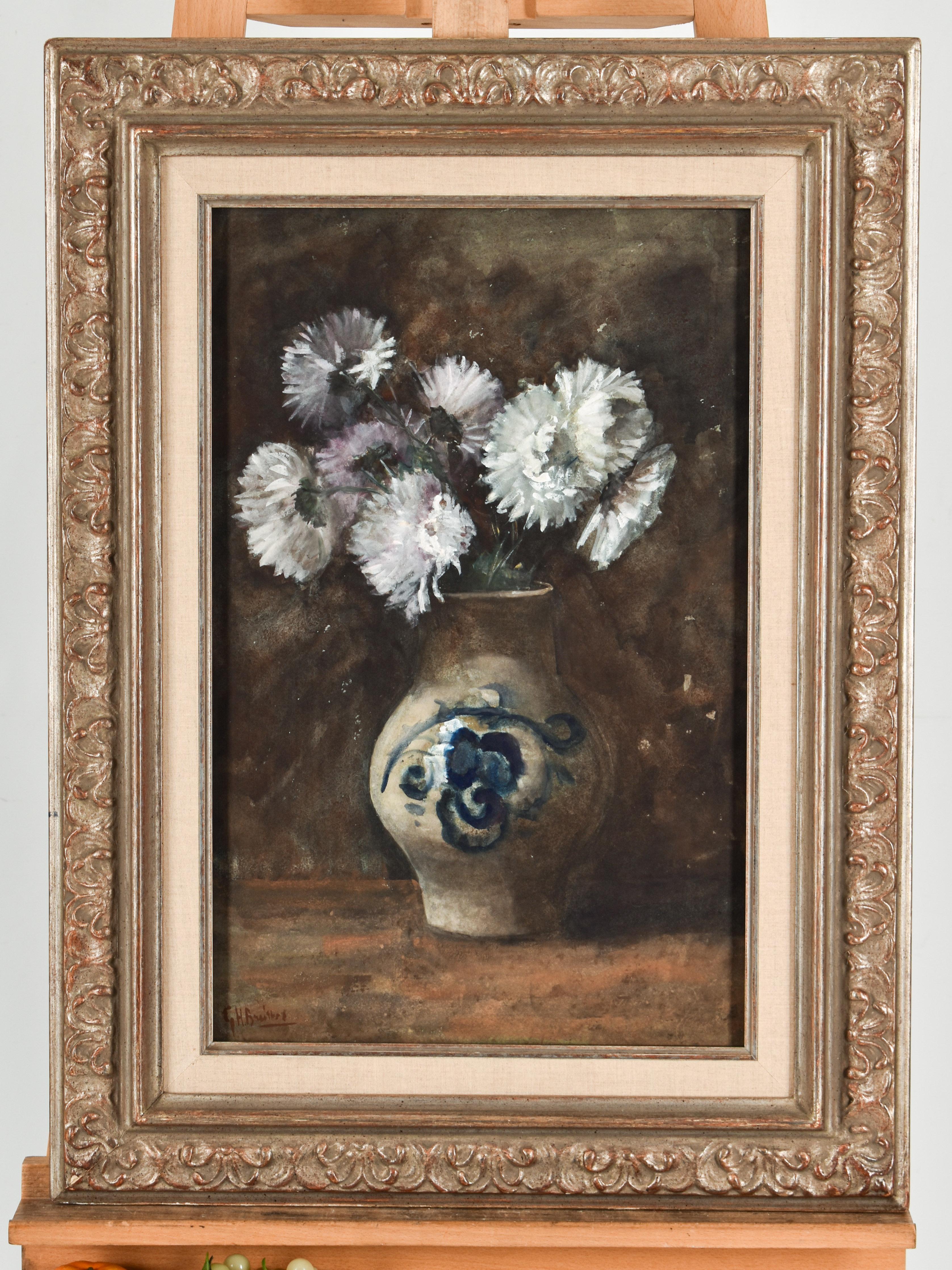 Breitner, George Hendrik Still-Life -  Chrysanthemums in a Cologne pot - Dutch - Impressionist - Haque School - Europe