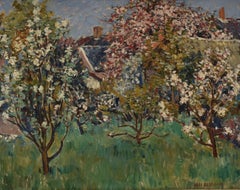 Orchard in Blossom - Expressionist Art Oil Canvas Nature Flowers Colours