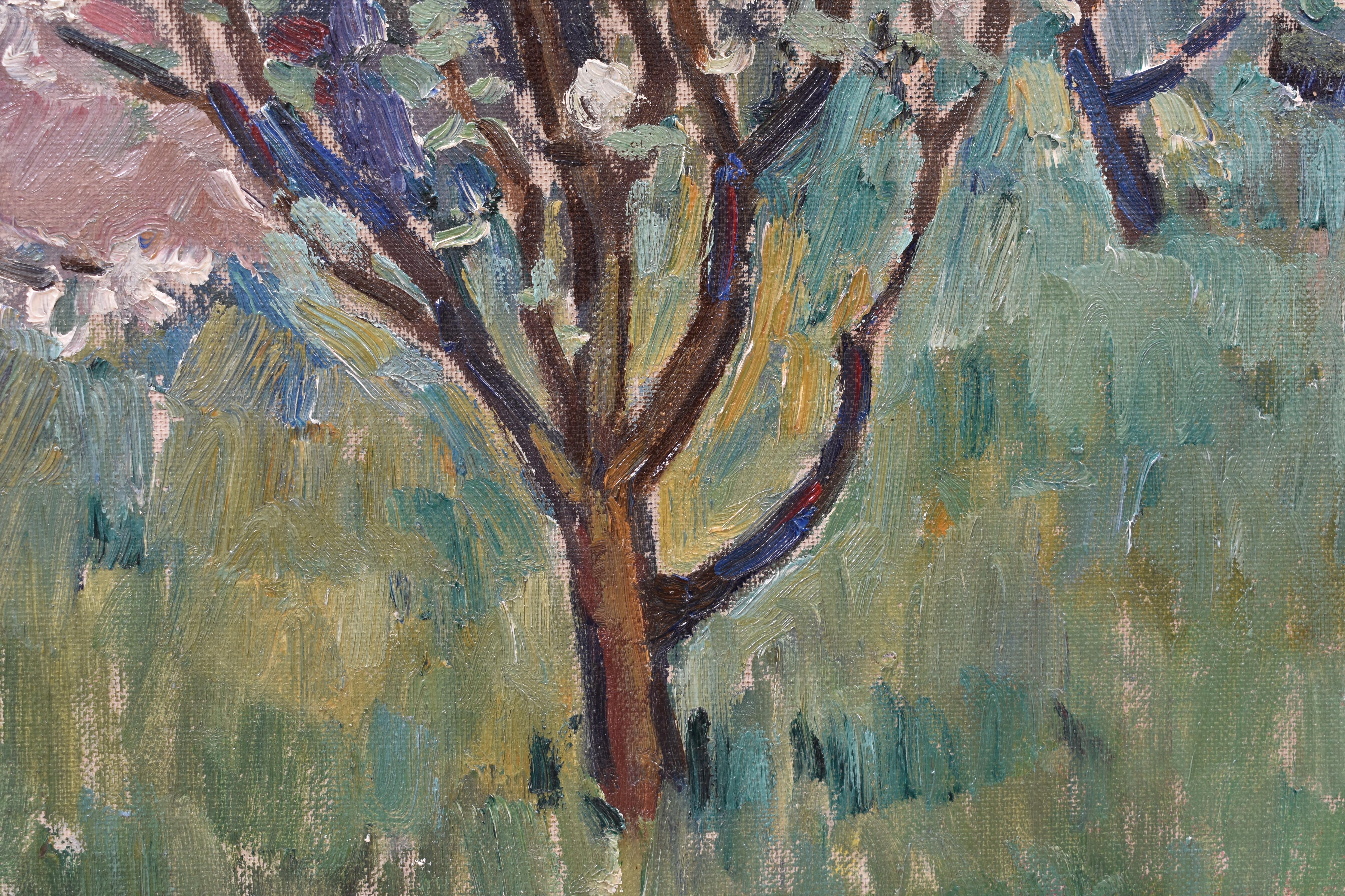 Orchard in Blossom - Expressionist Art Oil Canvas Nature Flowers Colours 4
