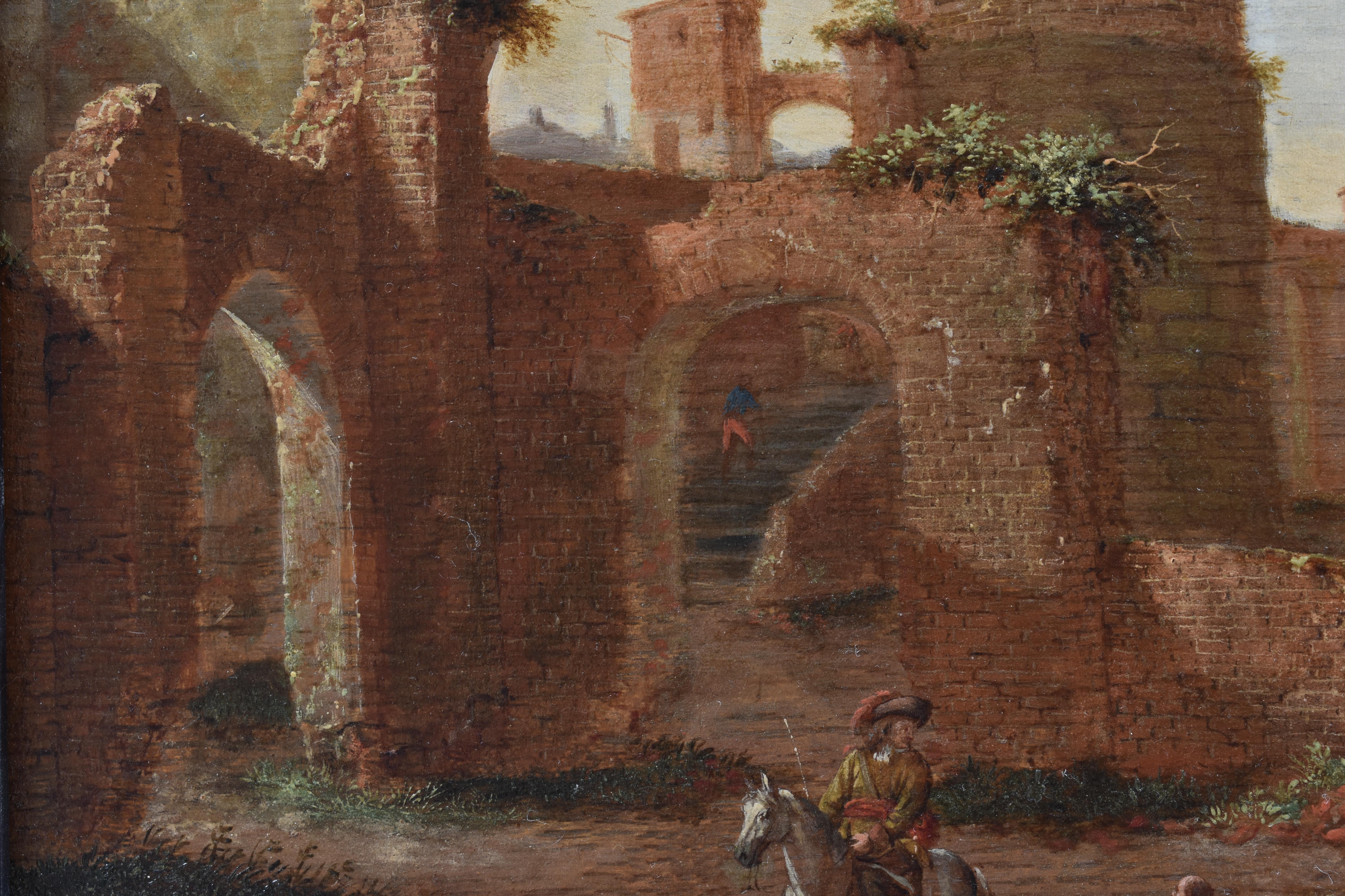 Landscape with an obelisque and figures at a ruined fortre - Old ForteOil Panel  1