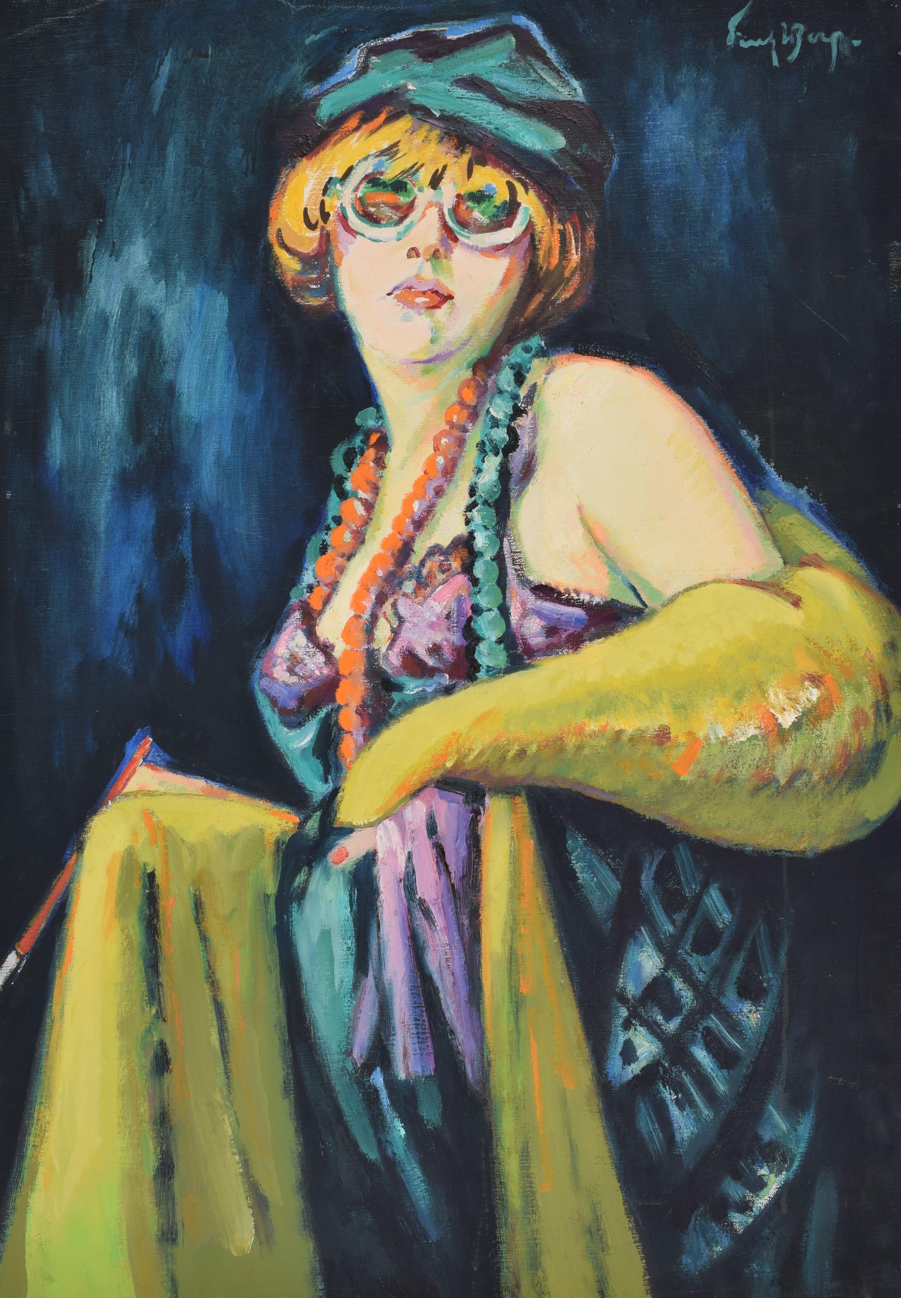 Nelly - Peinture à l'huile sur toile, artiste fauviste, artiste néerlandais, portrait, peinture - Painting de Freek van den Berg
