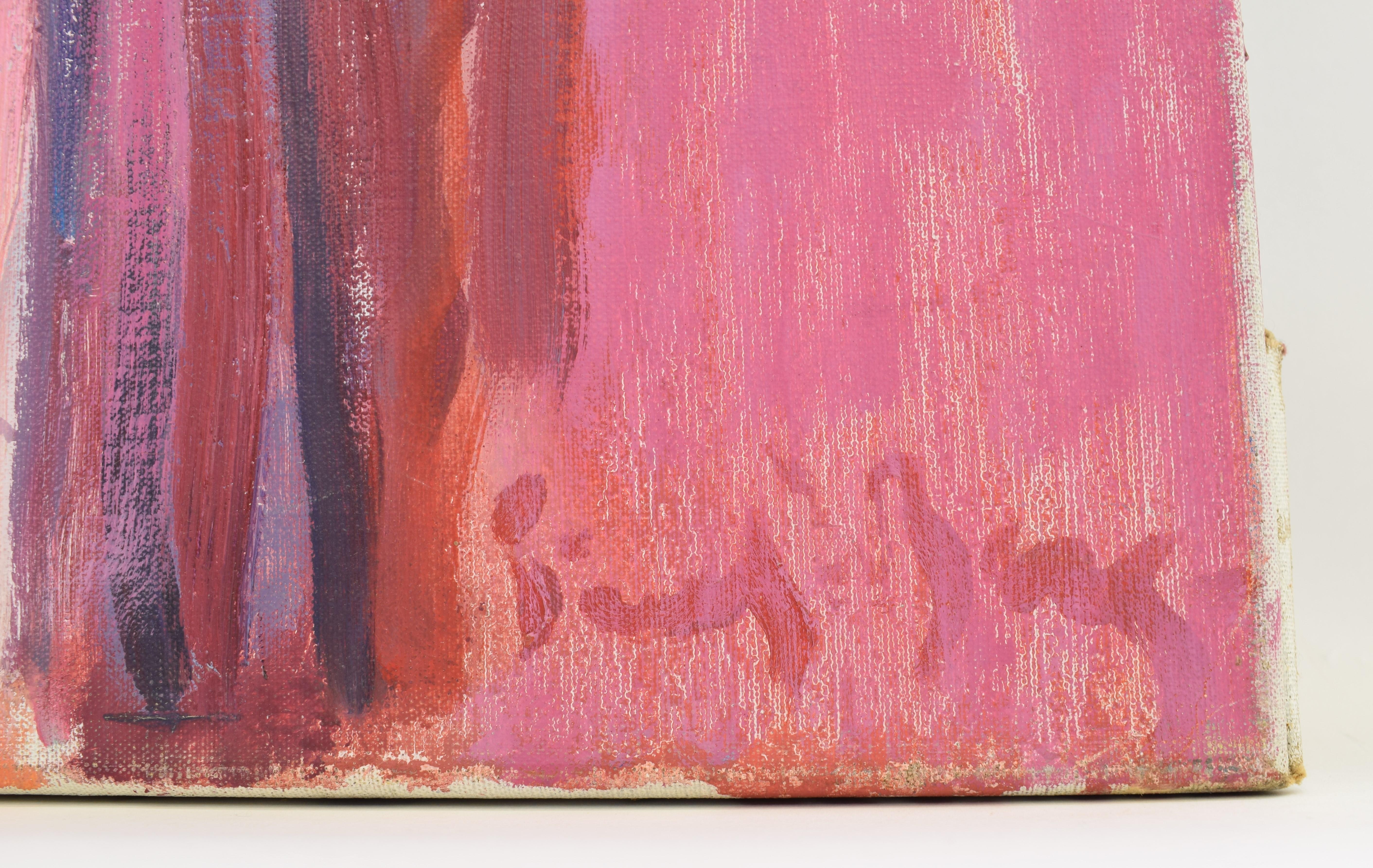The pink scarf - Oil Paint on Canvas, Fauvist, Dutch Artist, Portrait, Painting For Sale 5