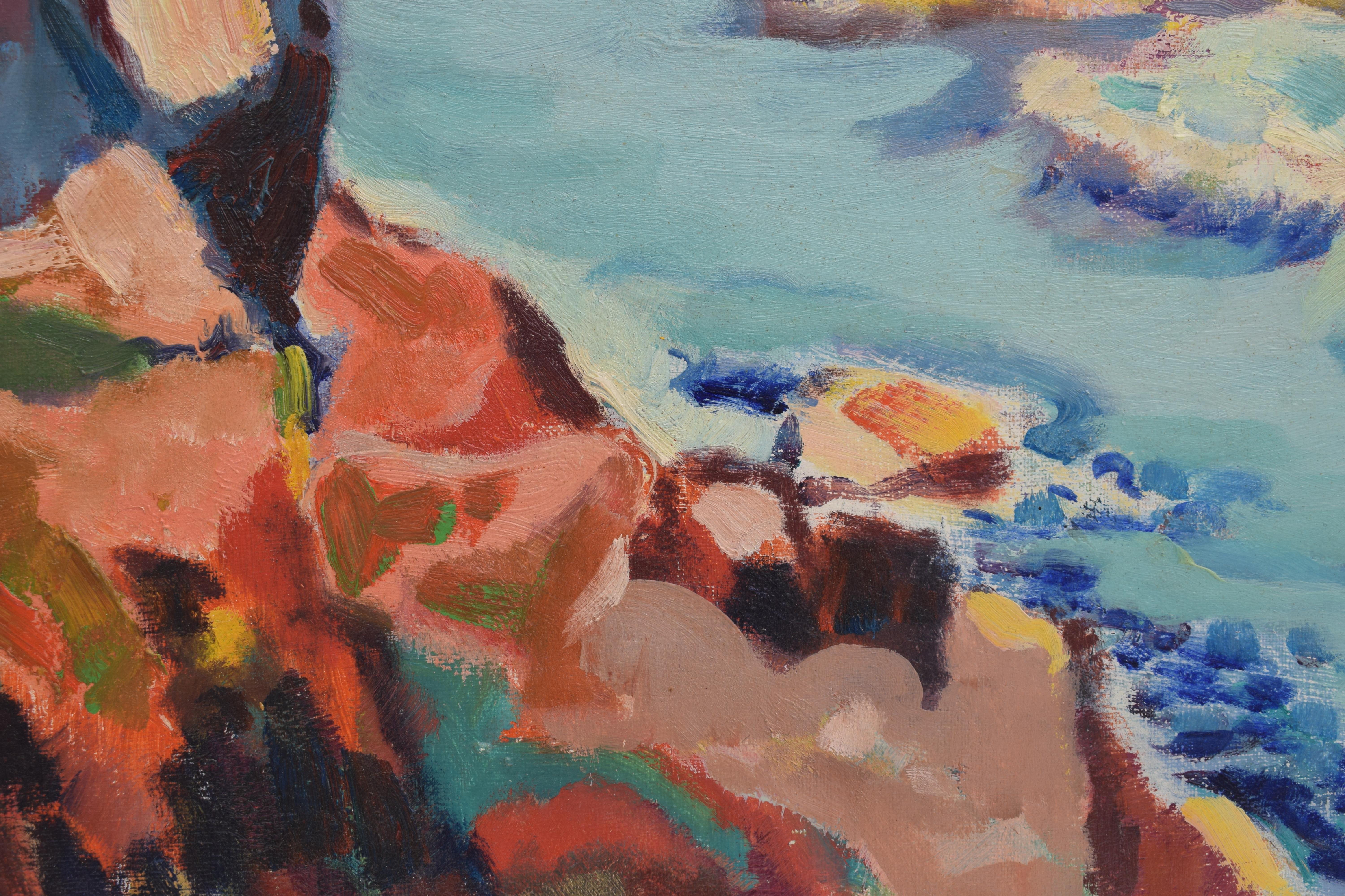 Seascape - Oil Paint on Canvas, Fauvist, Dutch Artist, Painting, Colorful 6