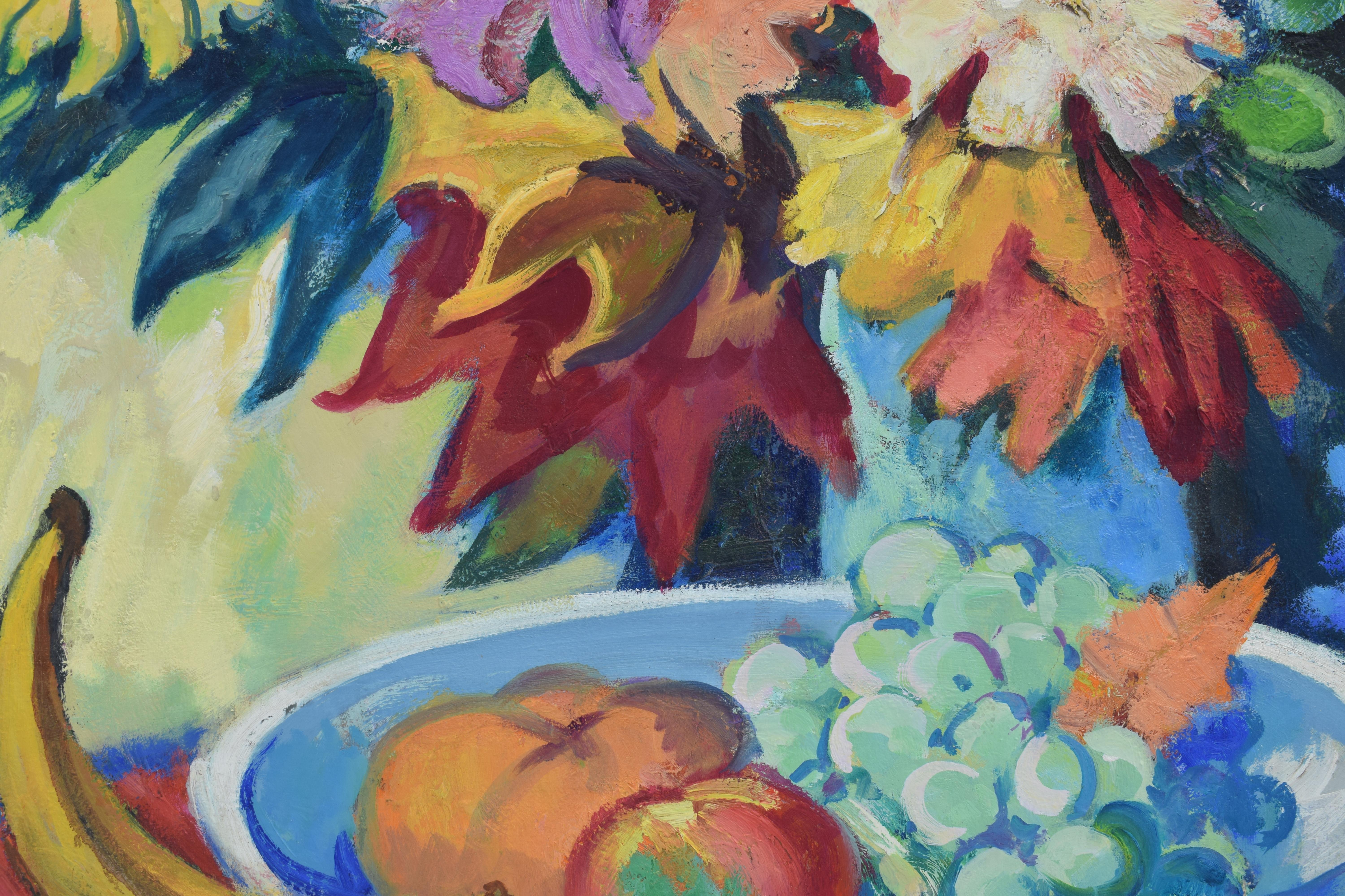 Still life with banana - Oil Paint on Canvas, Fauvist, Dutch Artist, Colorful For Sale 3