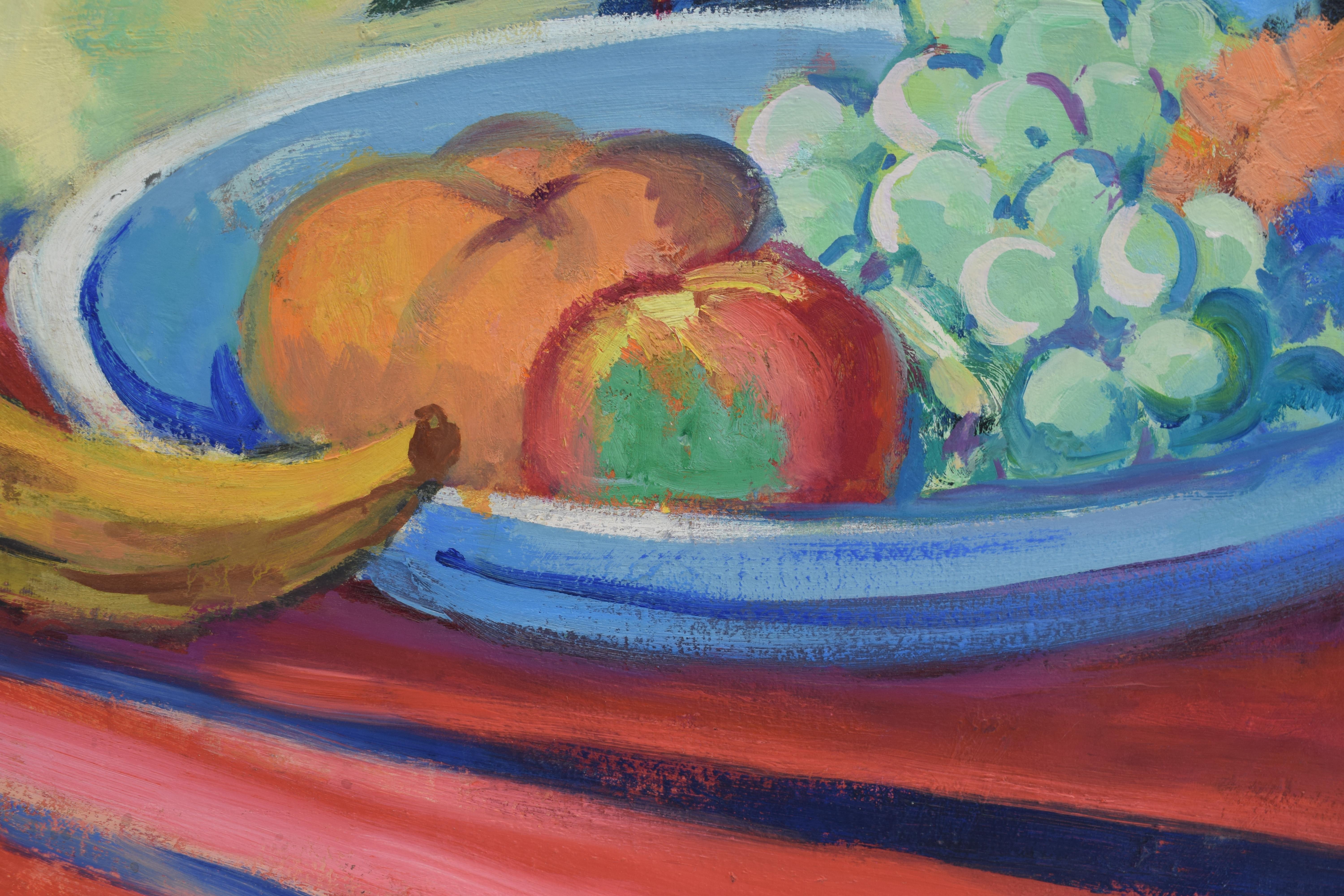  Still life with banana - Oil Paint on Canvas, Fauvist, Dutch Artist, Colorful For Sale 6