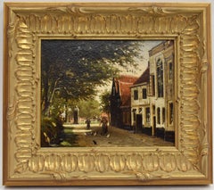 J.J. Mittertreiner, A village street with white houses,  Romanticism, Dutch