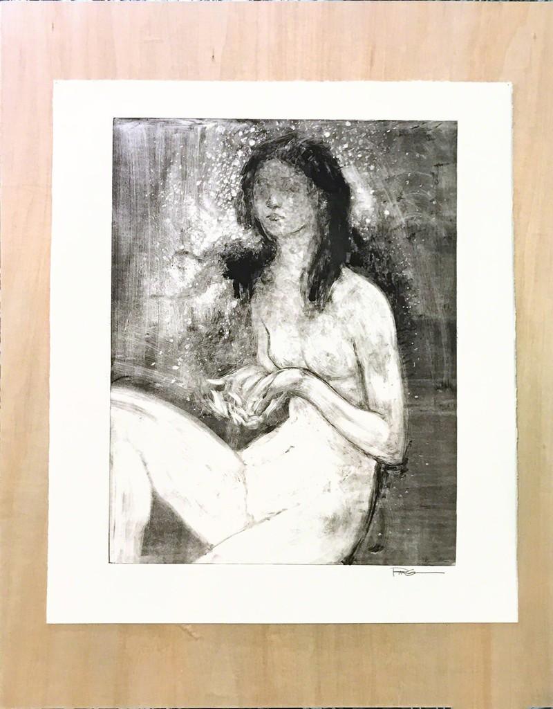 My Stars, Monotype, Work on Paper, Female Nude, Signed - Gray Figurative Art by Rebecca Leveille