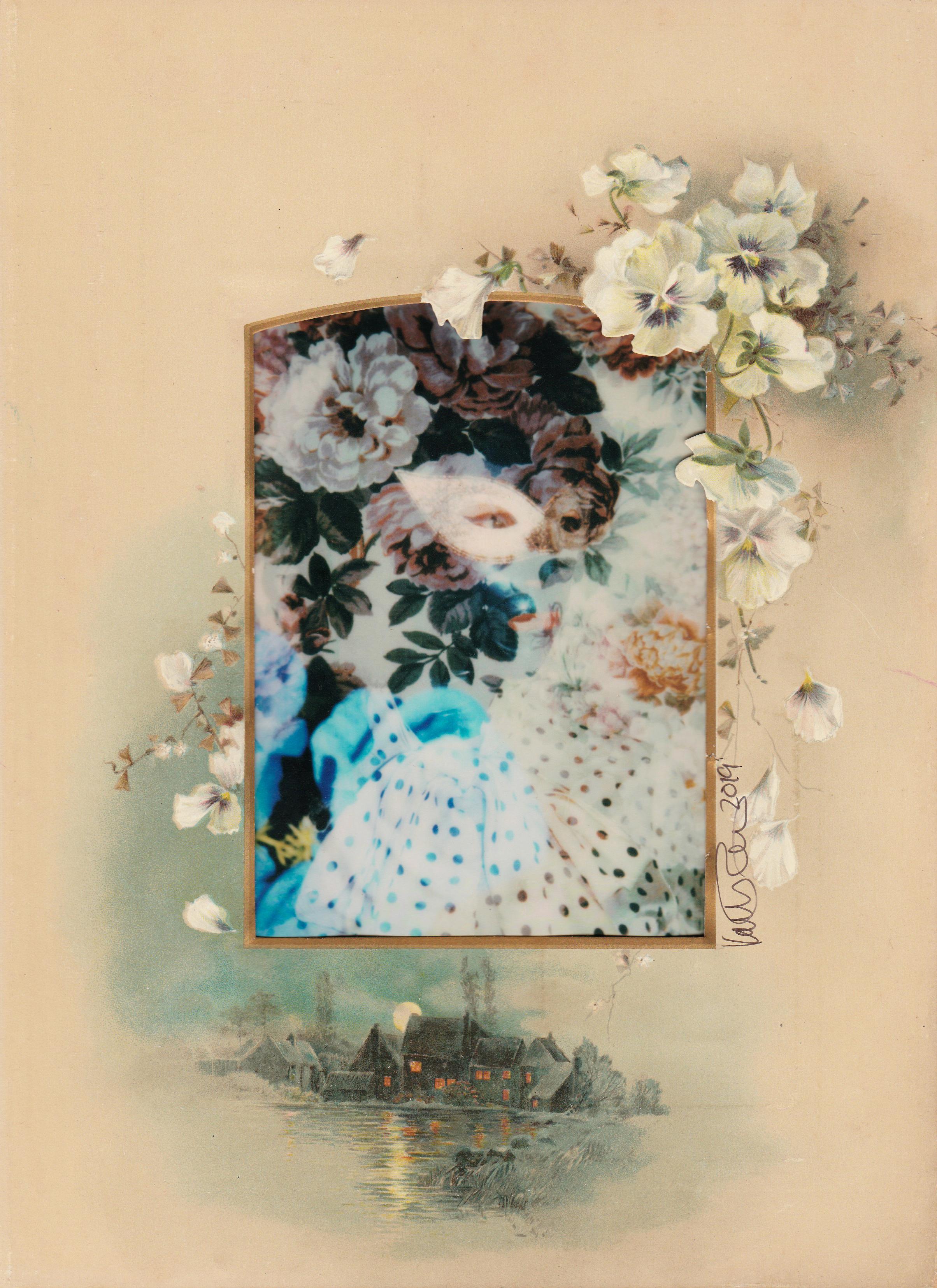 Blue Roses, Photography, Antique Photo Print, Victorian, Framed, Signed - Mixed Media Art by Miss Meatface