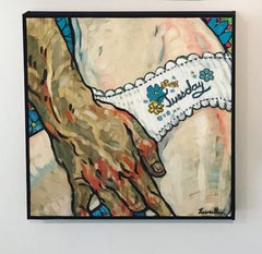 Tuesday, Oil on Canvas, Figurative Art, Lingerie, Signed
