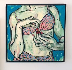 Thursday, Oil on Canvas, Figurative Art, Lingerie, Signed