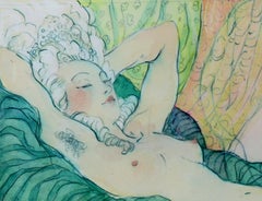 Wanted Pearls, Watercolor, Work on Paper, Figurative Art, Nude, Signed