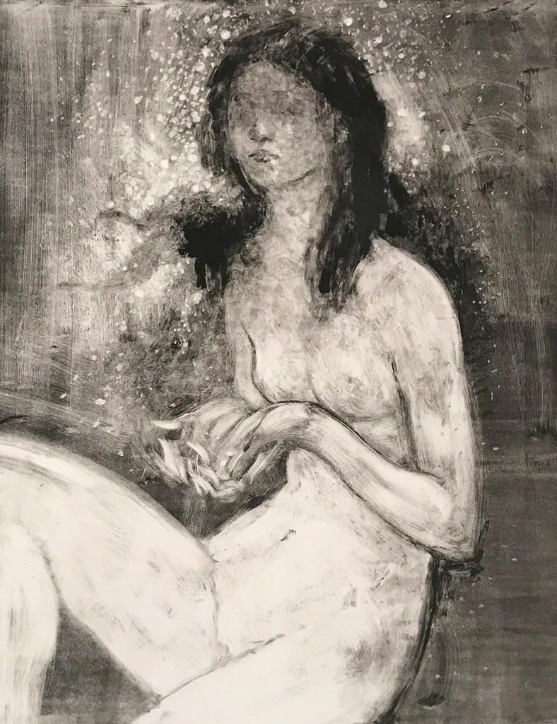 Rebecca Leveille Figurative Art - My Stars, Monotype, Work on Paper, Female Nude, Signed